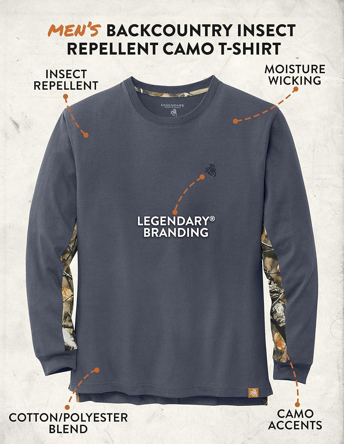 imageLegendary Whitetails Mens Backcountry Long Sleeve Camo Tshirt Casual Crewneck Pullover Regular FitOmbre Blue