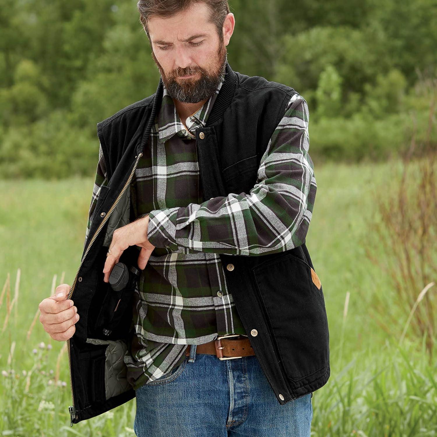 imageLegendary Whitetails Mens Concealed Carry CCW Vest with Two Holsters WaterRepellent Canvas InsulatedOnyx