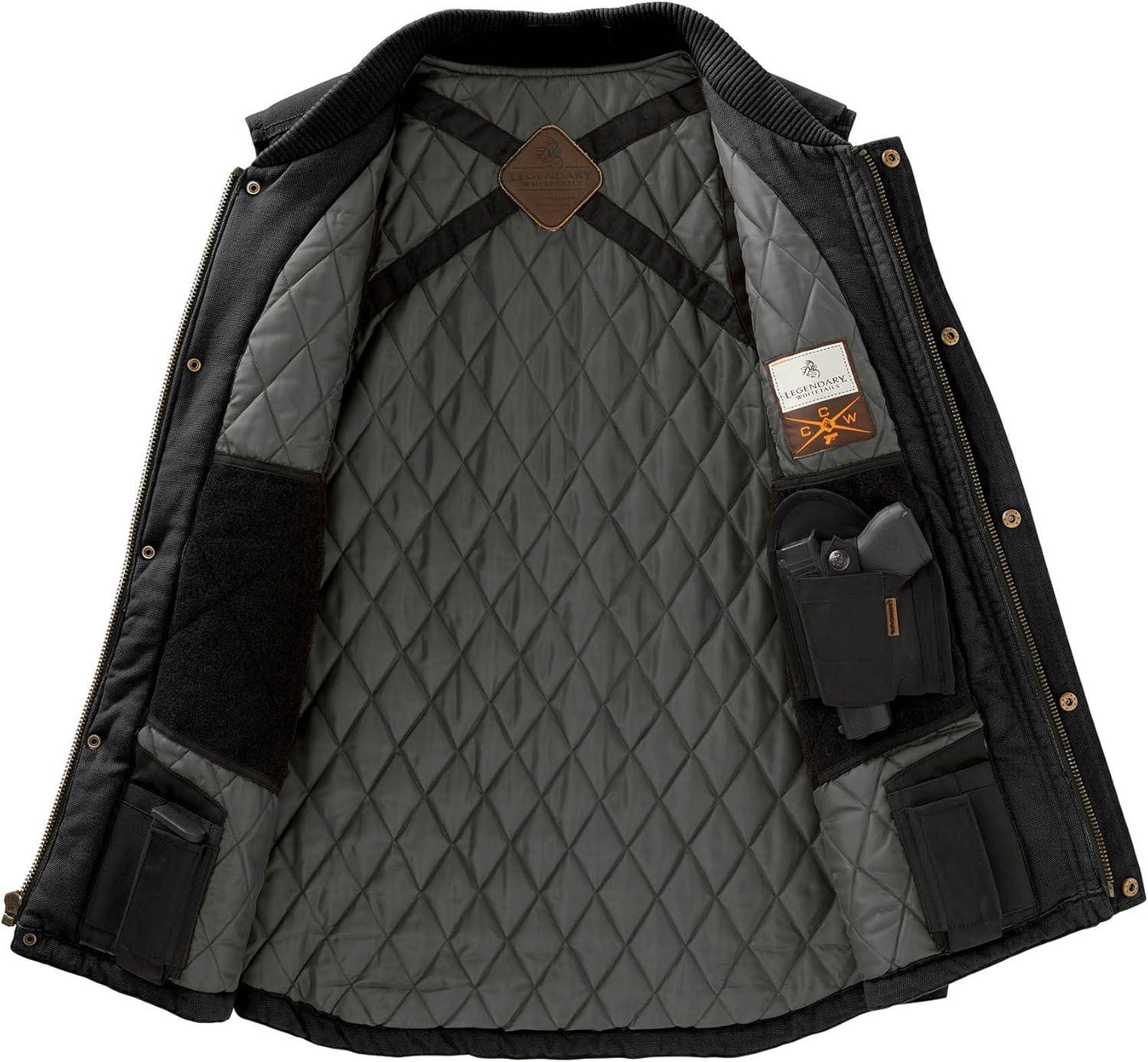 imageLegendary Whitetails Mens Concealed Carry CCW Vest with Two Holsters WaterRepellent Canvas InsulatedOnyx