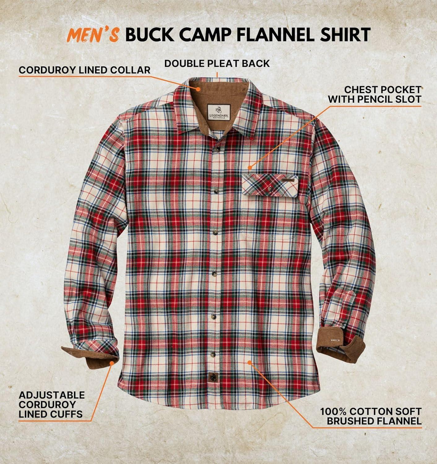 imageLegendary Whitetails Mens Flannel Shirt Long Sleeve Button Down 100 CottonAlpine Celebration Plaid