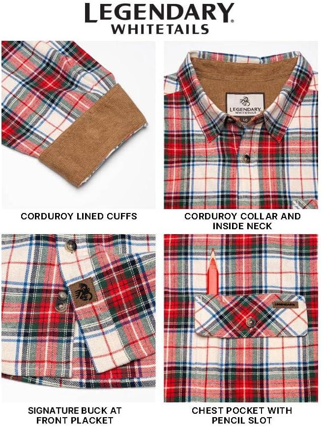 imageLegendary Whitetails Mens Flannel Shirt Long Sleeve Button Down 100 CottonAlpine Celebration Plaid