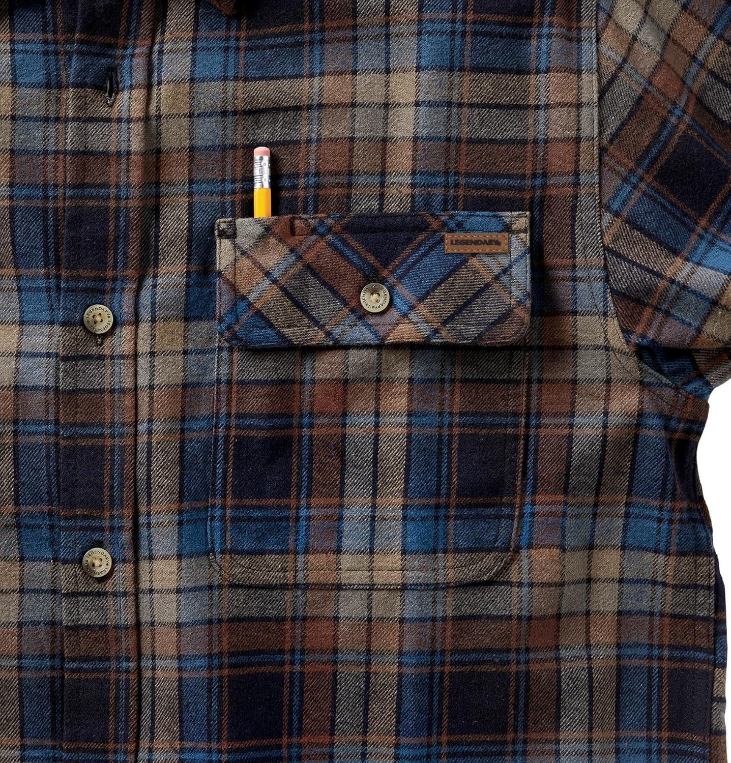 imageLegendary Whitetails Mens Flannel Shirt Long Sleeve Button Down 100 CottonBrownstone Plaid