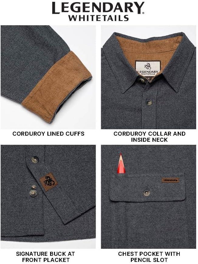 imageLegendary Whitetails Mens Flannel Shirt Long Sleeve Button Down 100 CottonCharcoal Heather