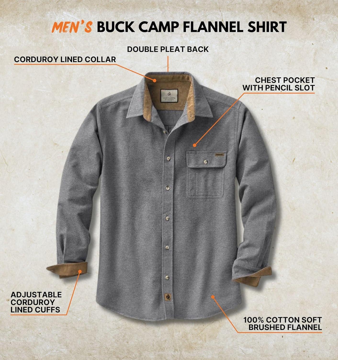 imageLegendary Whitetails Mens Flannel Shirt Long Sleeve Button Down 100 CottonCharcoal Heather
