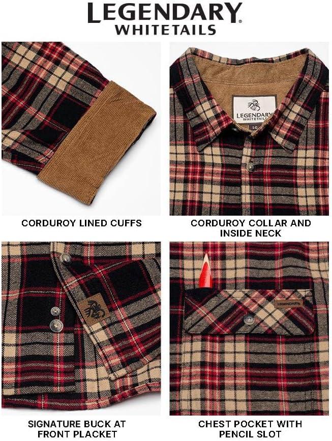 imageLegendary Whitetails Mens Flannel Shirt Long Sleeve Button Down 100 CottonFrontier Plaid