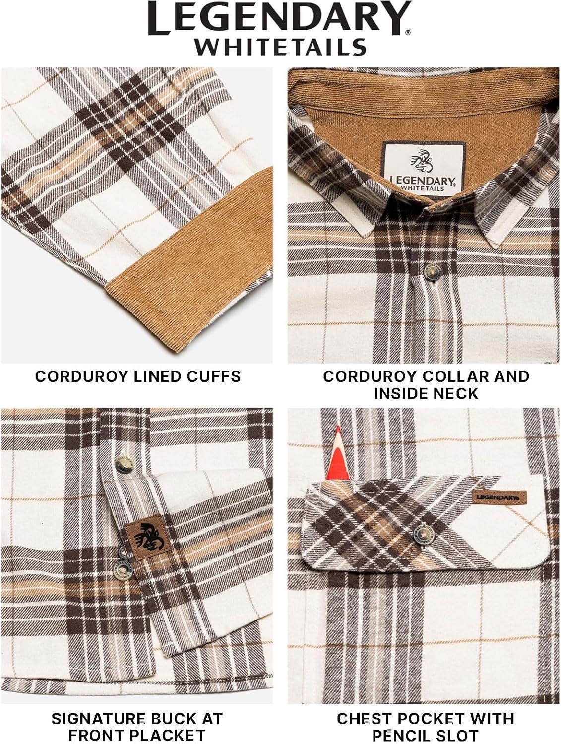 imageLegendary Whitetails Mens Flannel Shirt Long Sleeve Button Down 100 CottonHorned Buck Plaid