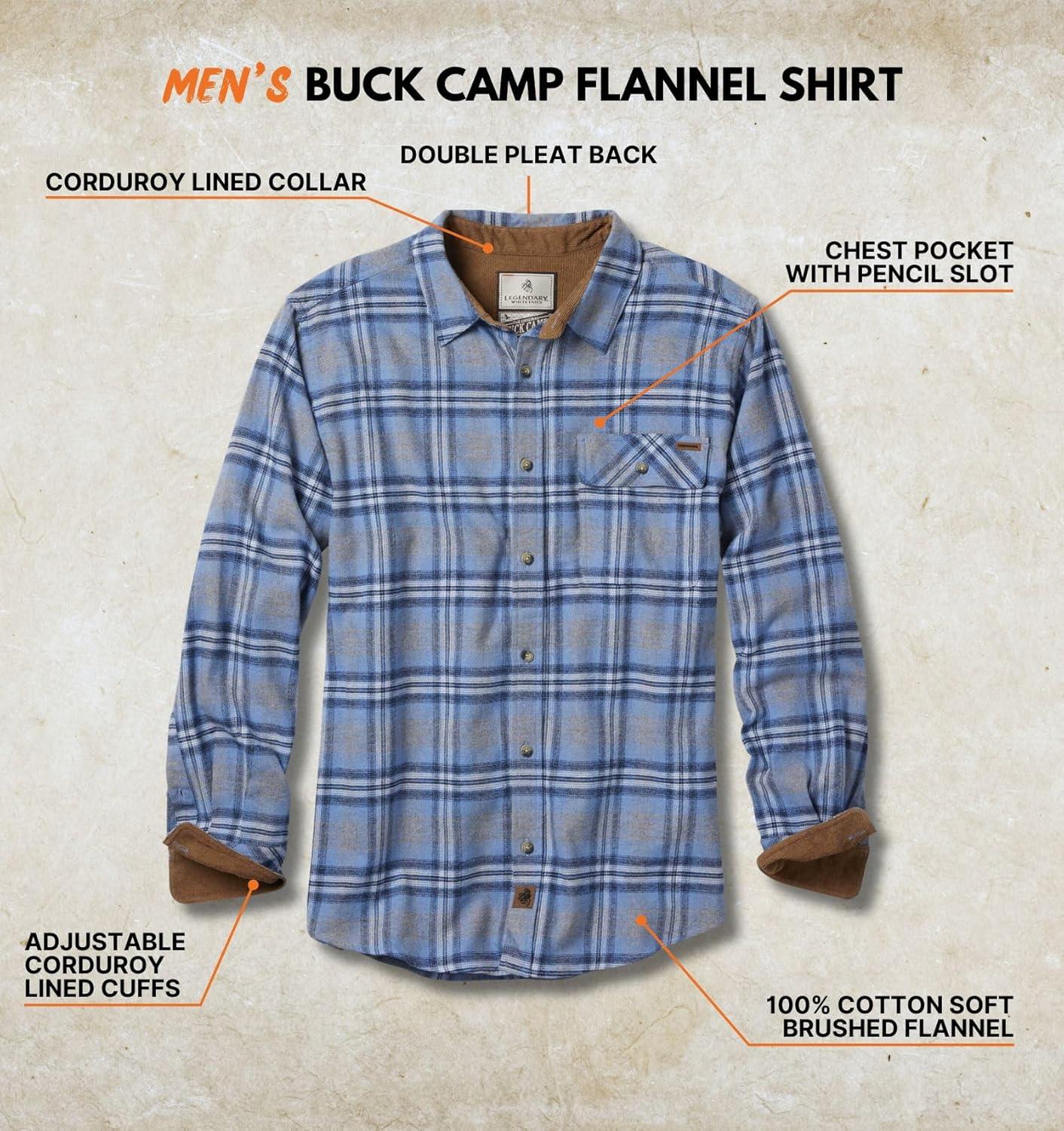imageLegendary Whitetails Mens Flannel Shirt Long Sleeve Button Down 100 CottonMayberry Plaid