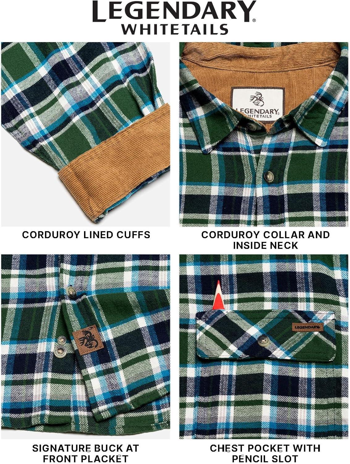 imageLegendary Whitetails Mens Flannel Shirt Long Sleeve Button Down 100 CottonPike Place Plaid