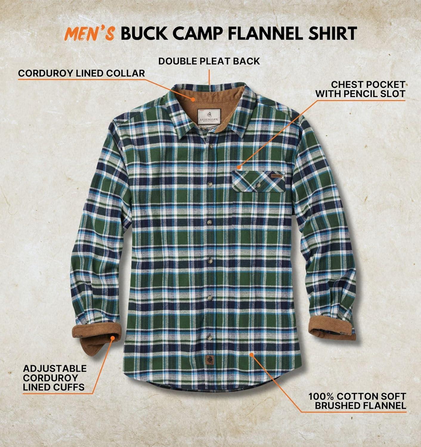 imageLegendary Whitetails Mens Flannel Shirt Long Sleeve Button Down 100 CottonPike Place Plaid