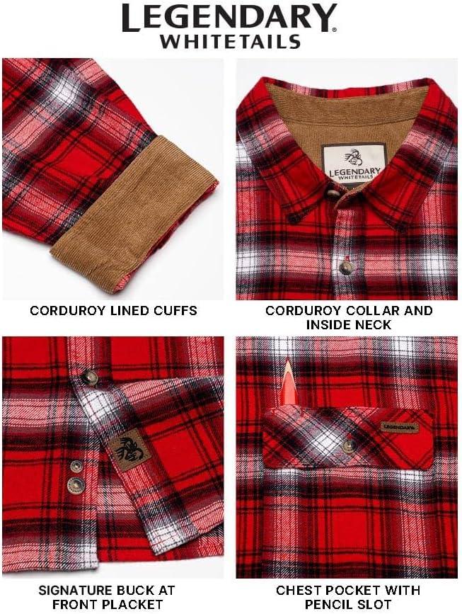imageLegendary Whitetails Mens Flannel Shirt Long Sleeve Button Down 100 CottonRacing Red Plaid