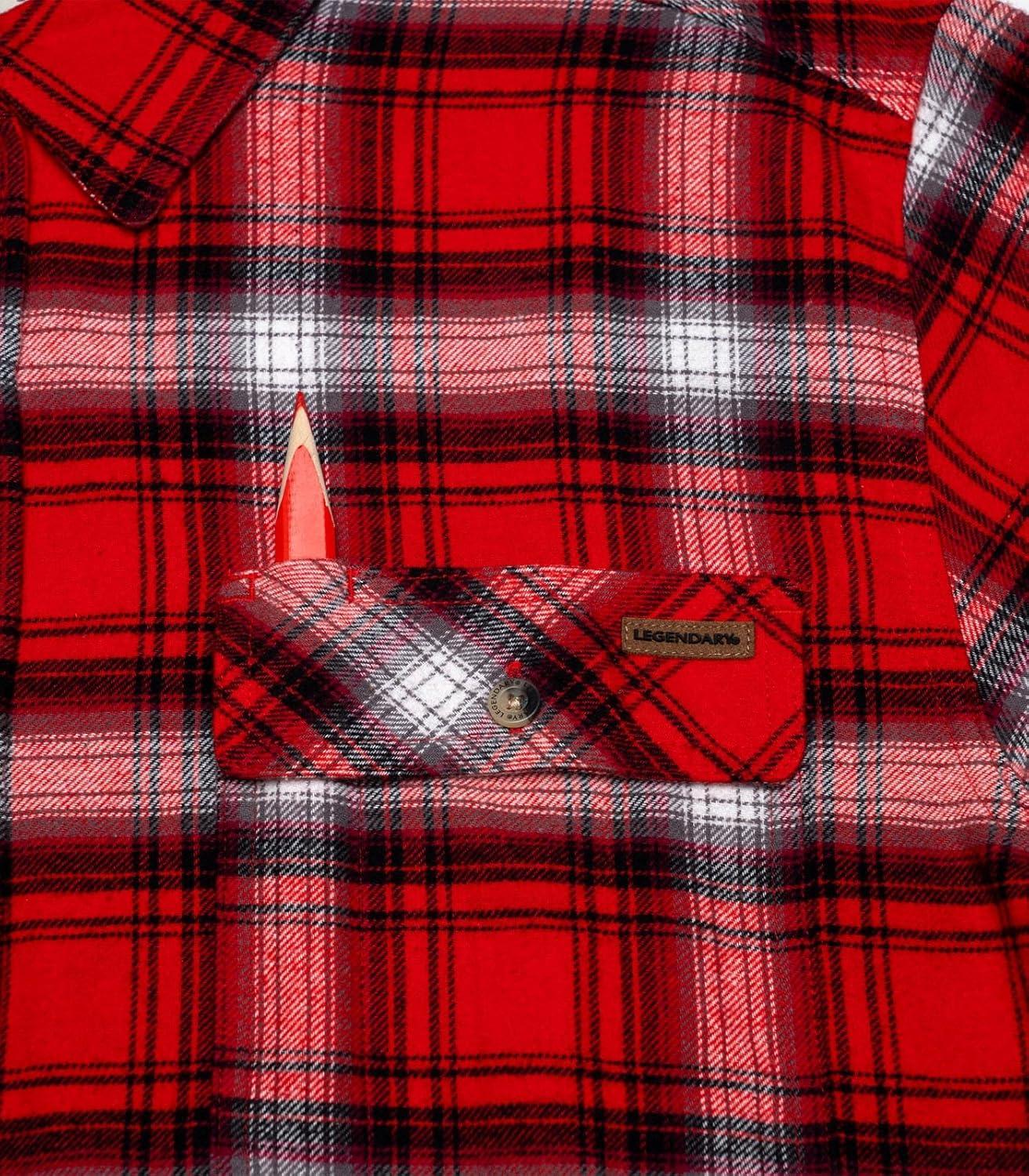 imageLegendary Whitetails Mens Flannel Shirt Long Sleeve Button Down 100 CottonRacing Red Plaid