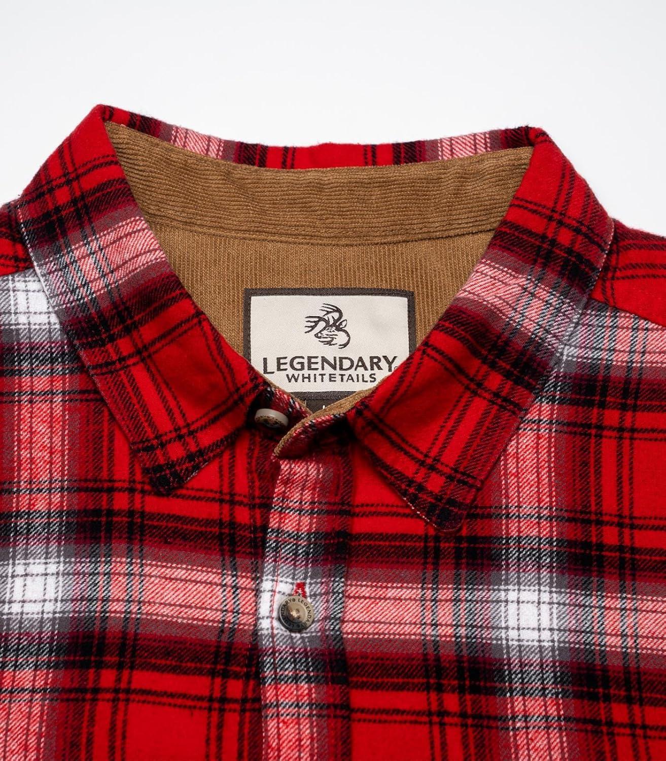 imageLegendary Whitetails Mens Flannel Shirt Long Sleeve Button Down 100 CottonRacing Red Plaid