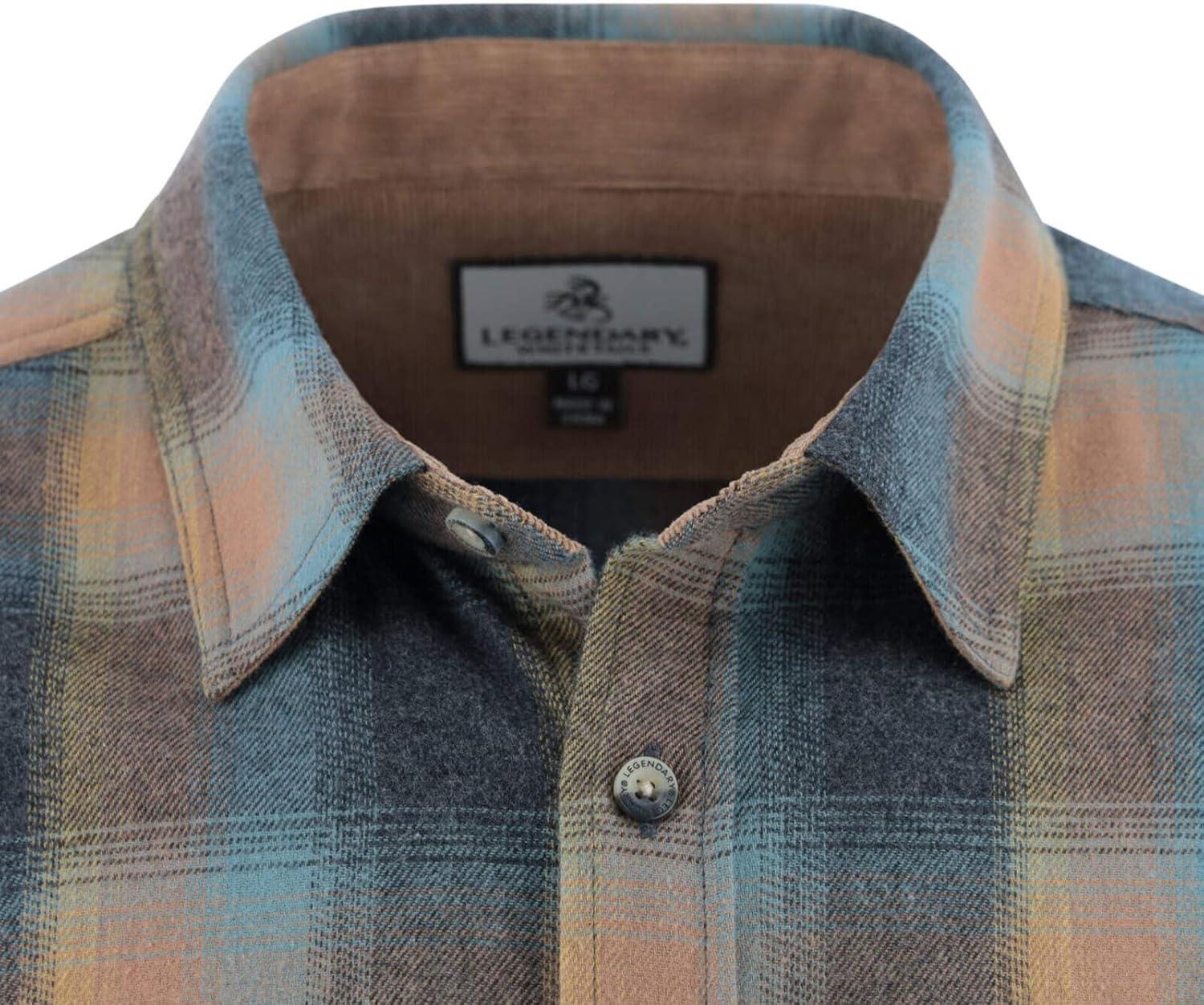 imageLegendary Whitetails Mens Flannel Shirt Long Sleeve Button Down 100 CottonSky Plaid