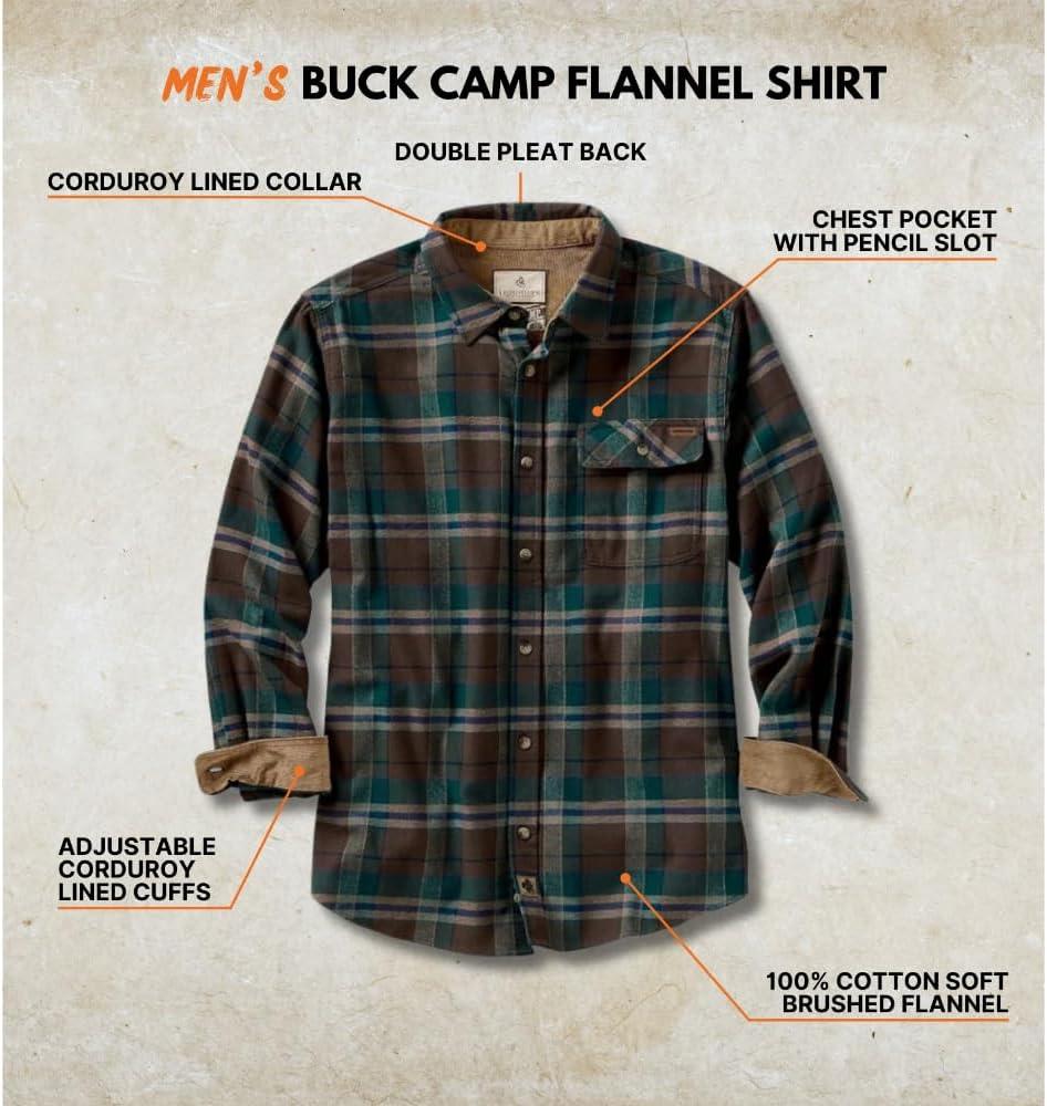 imageLegendary Whitetails Mens Flannel Shirt Long Sleeve Button Down 100 CottonSmoky Mountain Plaid