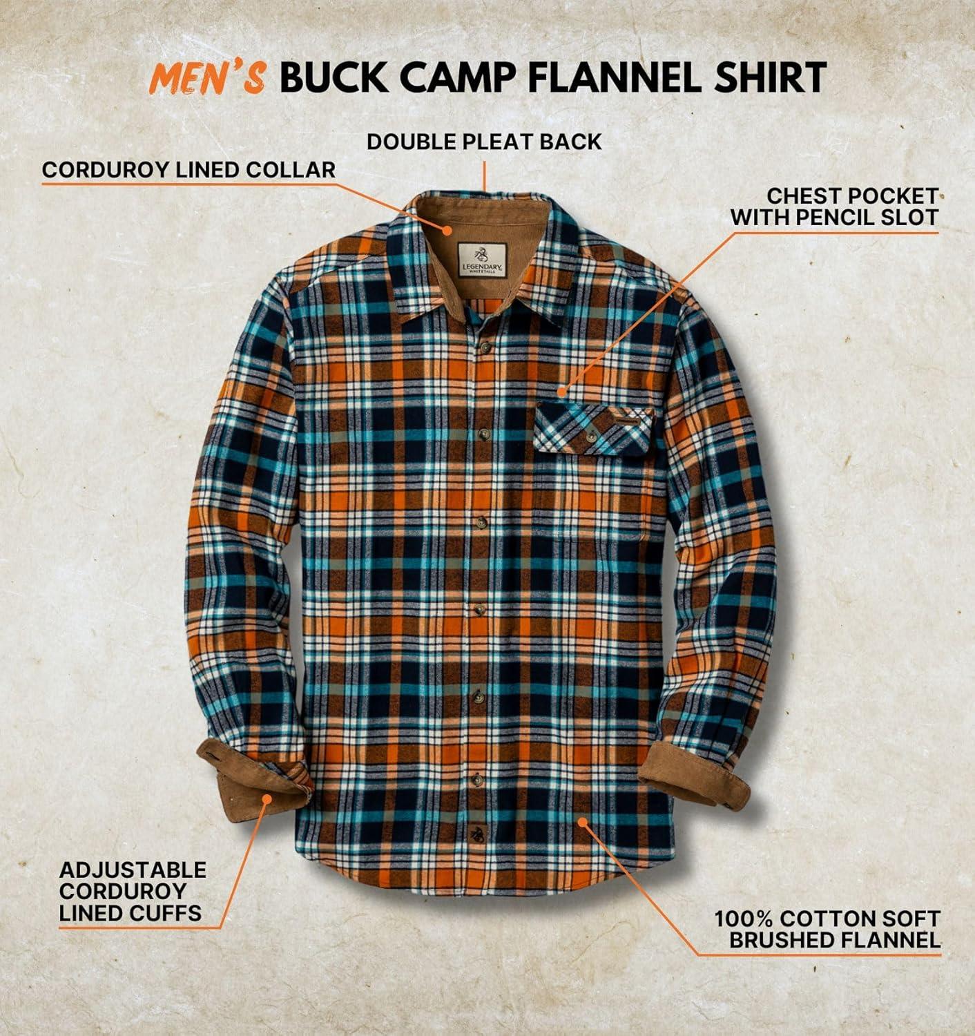 imageLegendary Whitetails Mens Flannel Shirt Long Sleeve Button Down 100 CottonSunrise Hunt