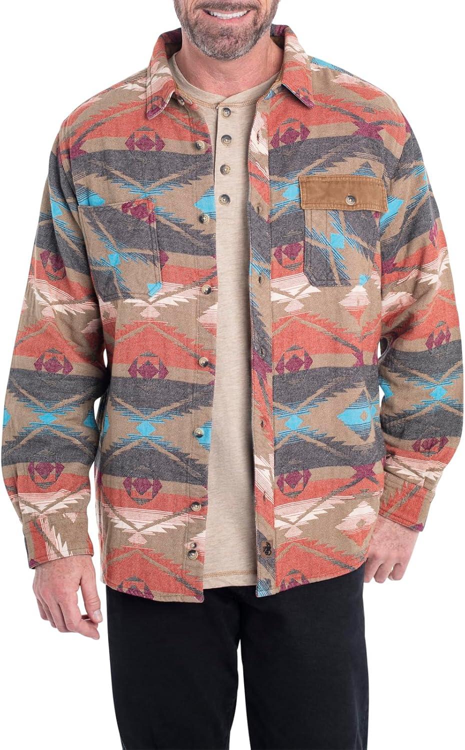 imageLegendary Whitetails Mens Heavyweight Flannel Shirt Long Sleeve Button Up 100 CottonDesert Oasis