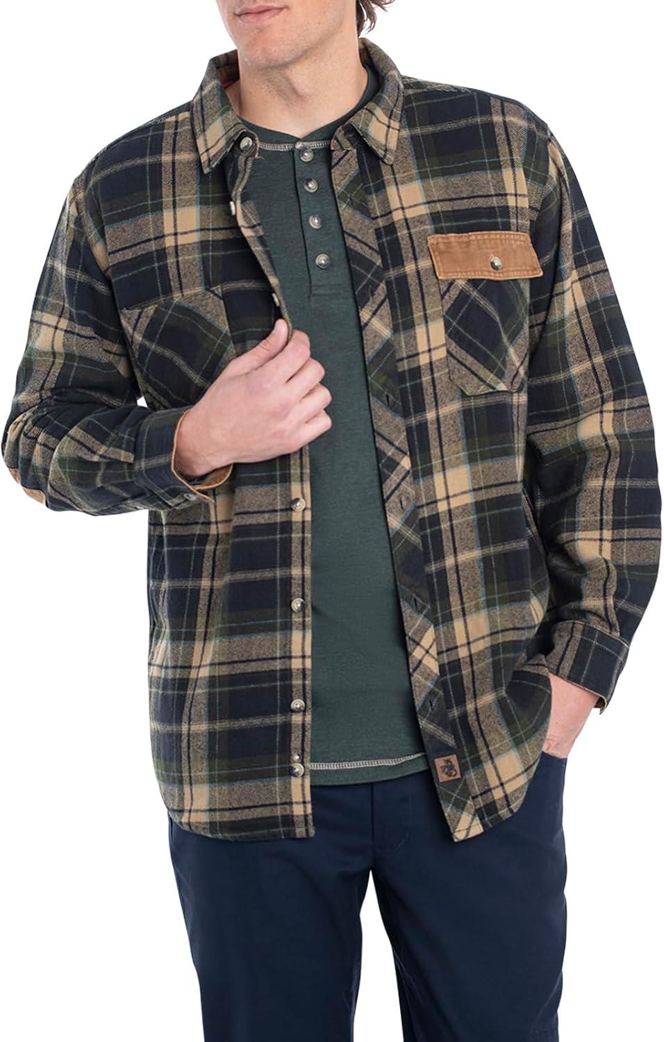 imageLegendary Whitetails Mens Heavyweight Flannel Shirt Long Sleeve Button Up 100 CottonMallard Plaid