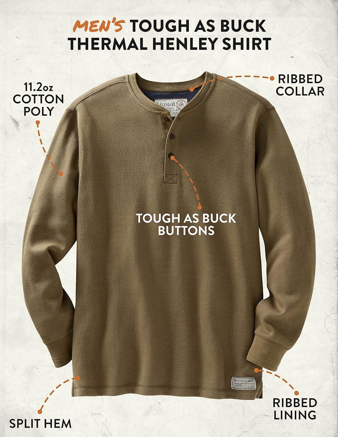 imageLegendary Whitetails Mens Henley Shirt Long Sleeve Heavyweight Double Thermal LayerRawhide