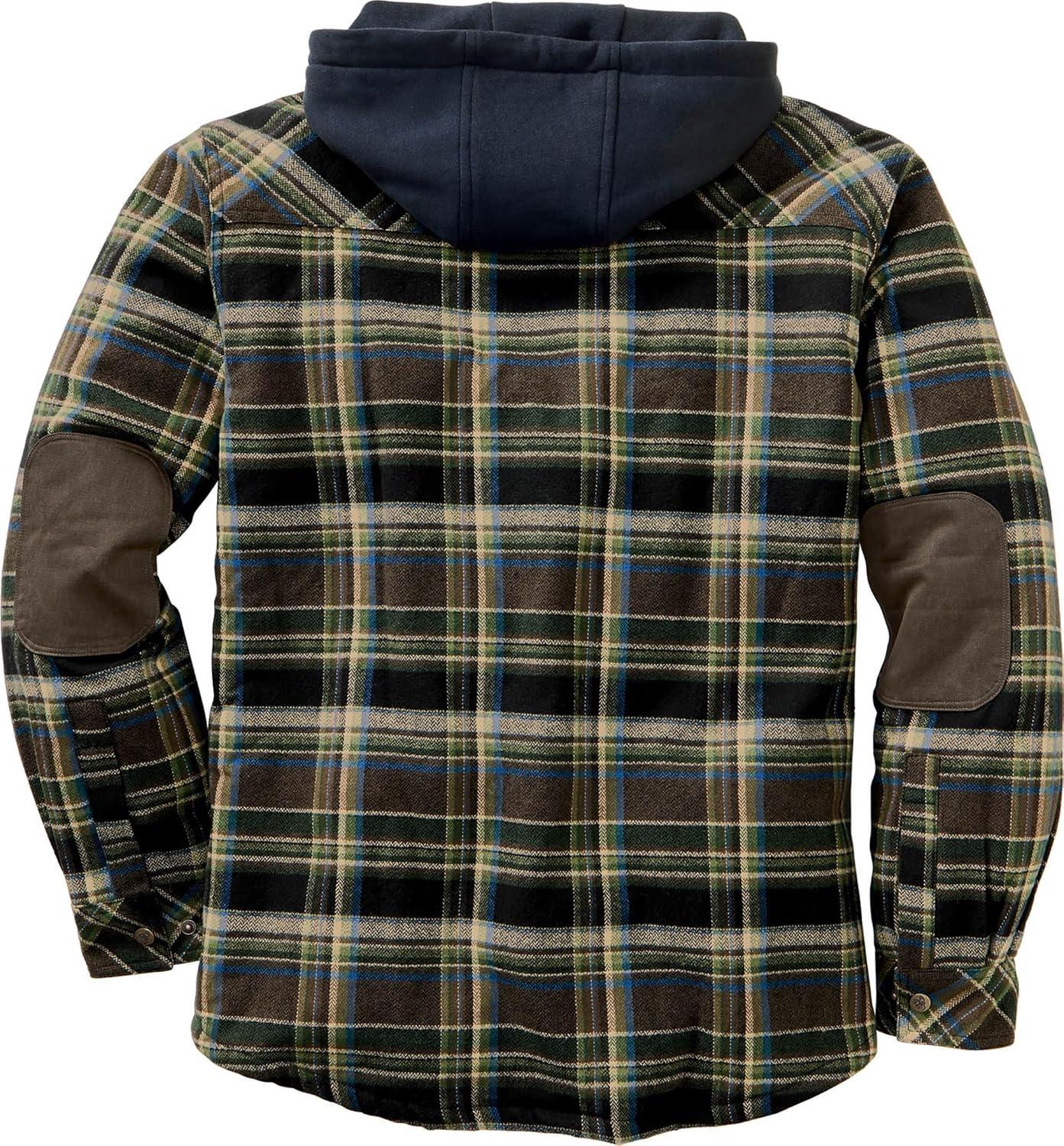 imageLegendary Whitetails Mens Hooded Shirt Jacket Plaid Flannel Berber Lined Polyfill InsulatedUnion Plaid