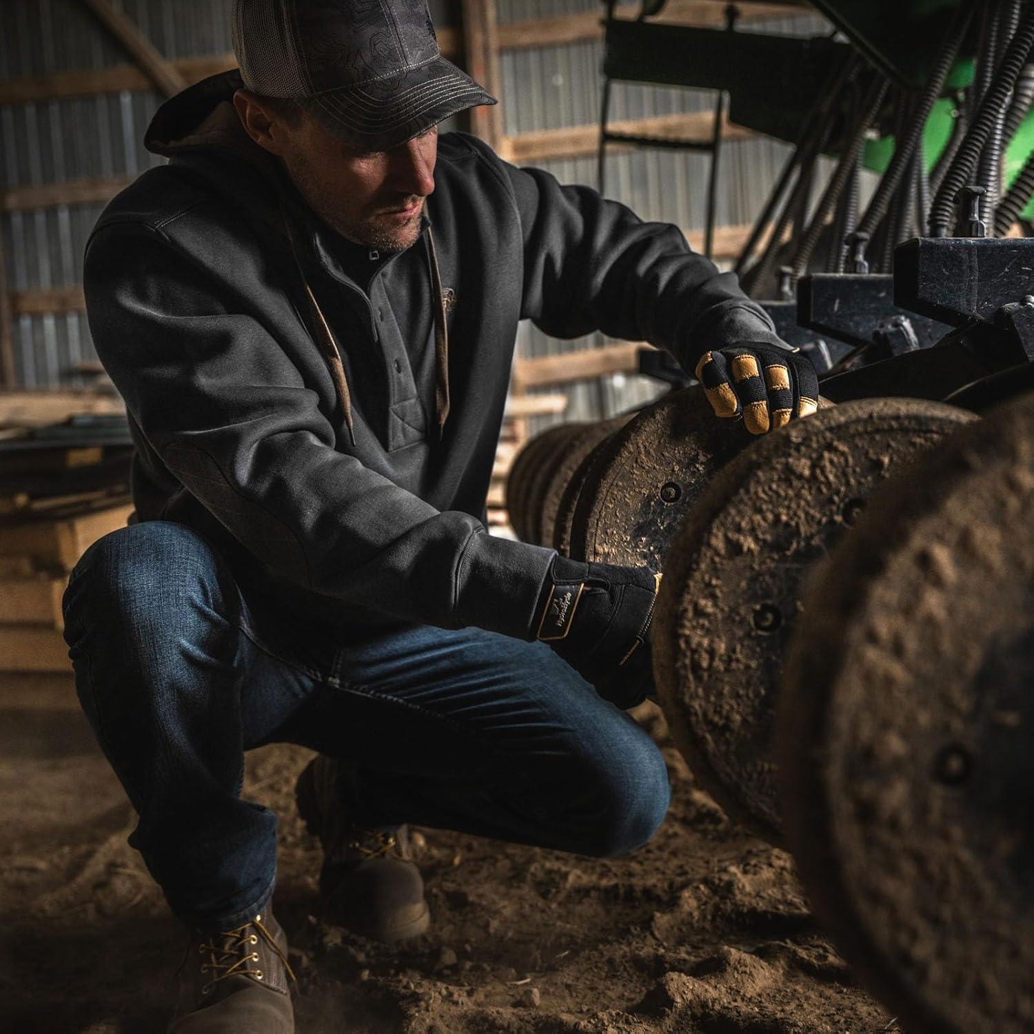 imageLegendary Whitetails Mens Hoodie Quarter Zip Quilted Sweatshirt Double Layered Lined HoodCharcoal