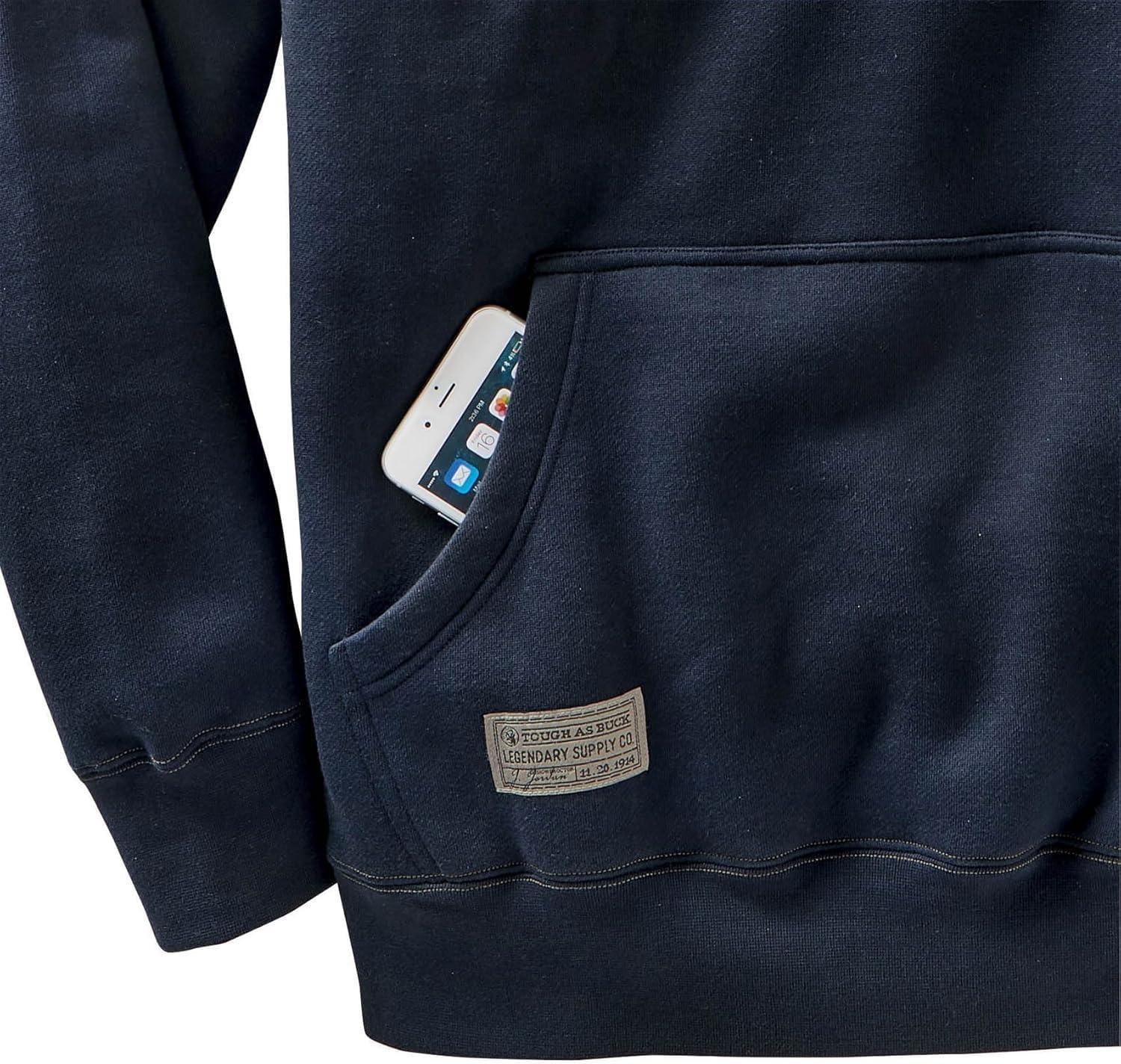 imageLegendary Whitetails Mens Hoodie Quarter Zip Quilted Sweatshirt Double Layered Lined HoodMidnight Navy