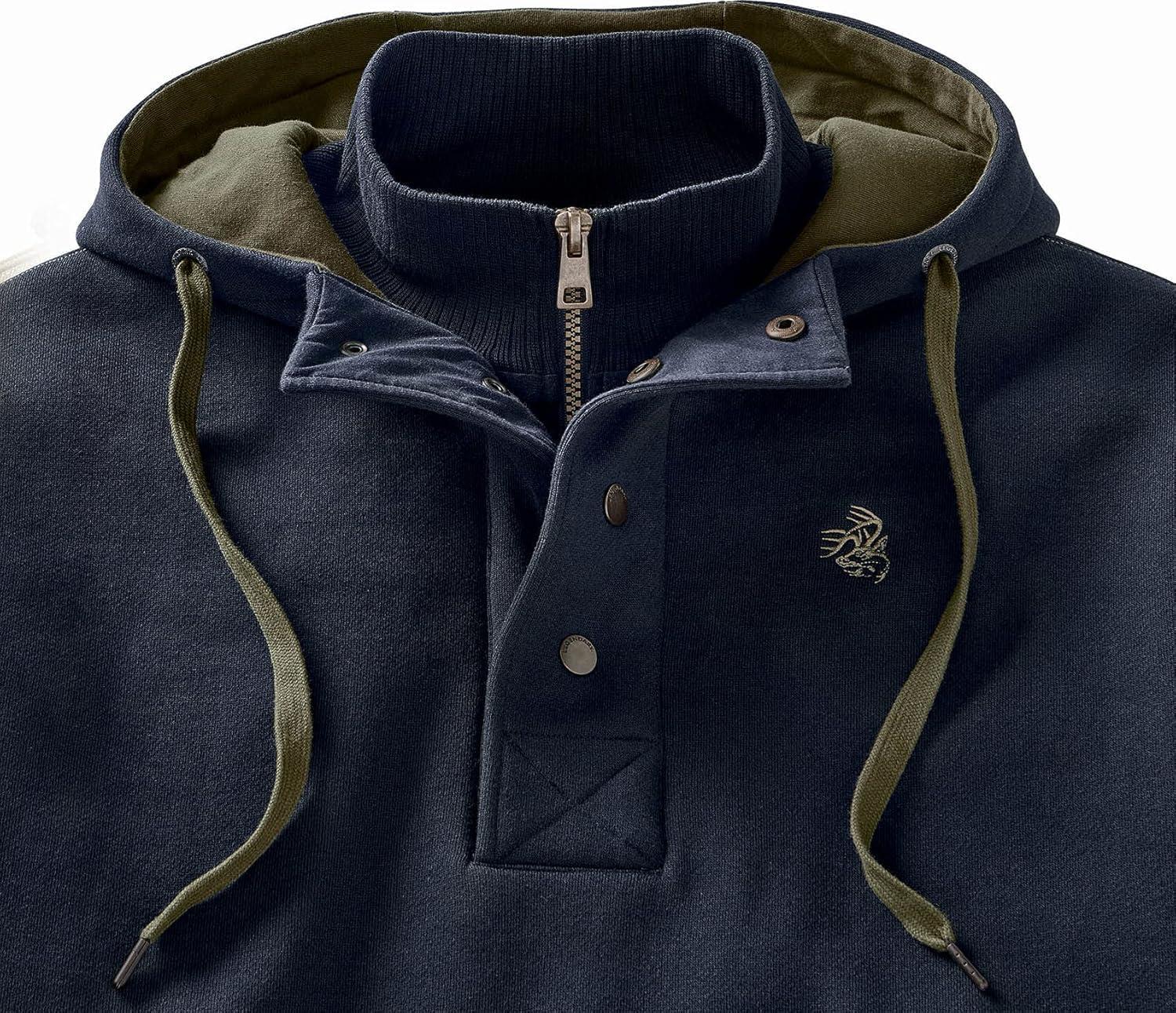 imageLegendary Whitetails Mens Hoodie Quarter Zip Quilted Sweatshirt Double Layered Lined HoodMidnight Navy