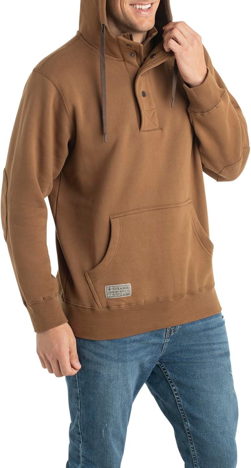 imageLegendary Whitetails Mens Hoodie Quarter Zip Quilted Sweatshirt Double Layered Lined HoodRawhide