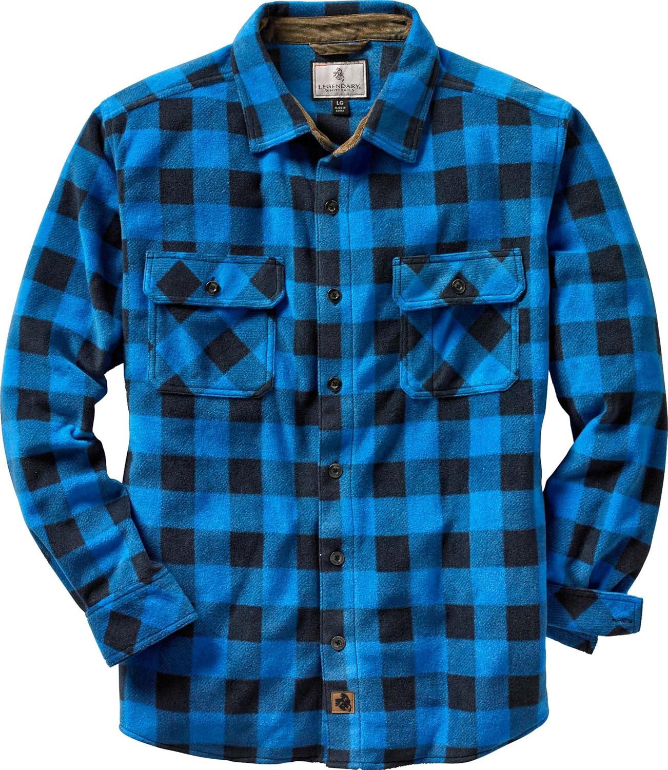 imageLegendary Whitetails Mens Long Sleeve Fleece Button Up Heavyweight ShirtLiberty Buffalo Plaid Blue