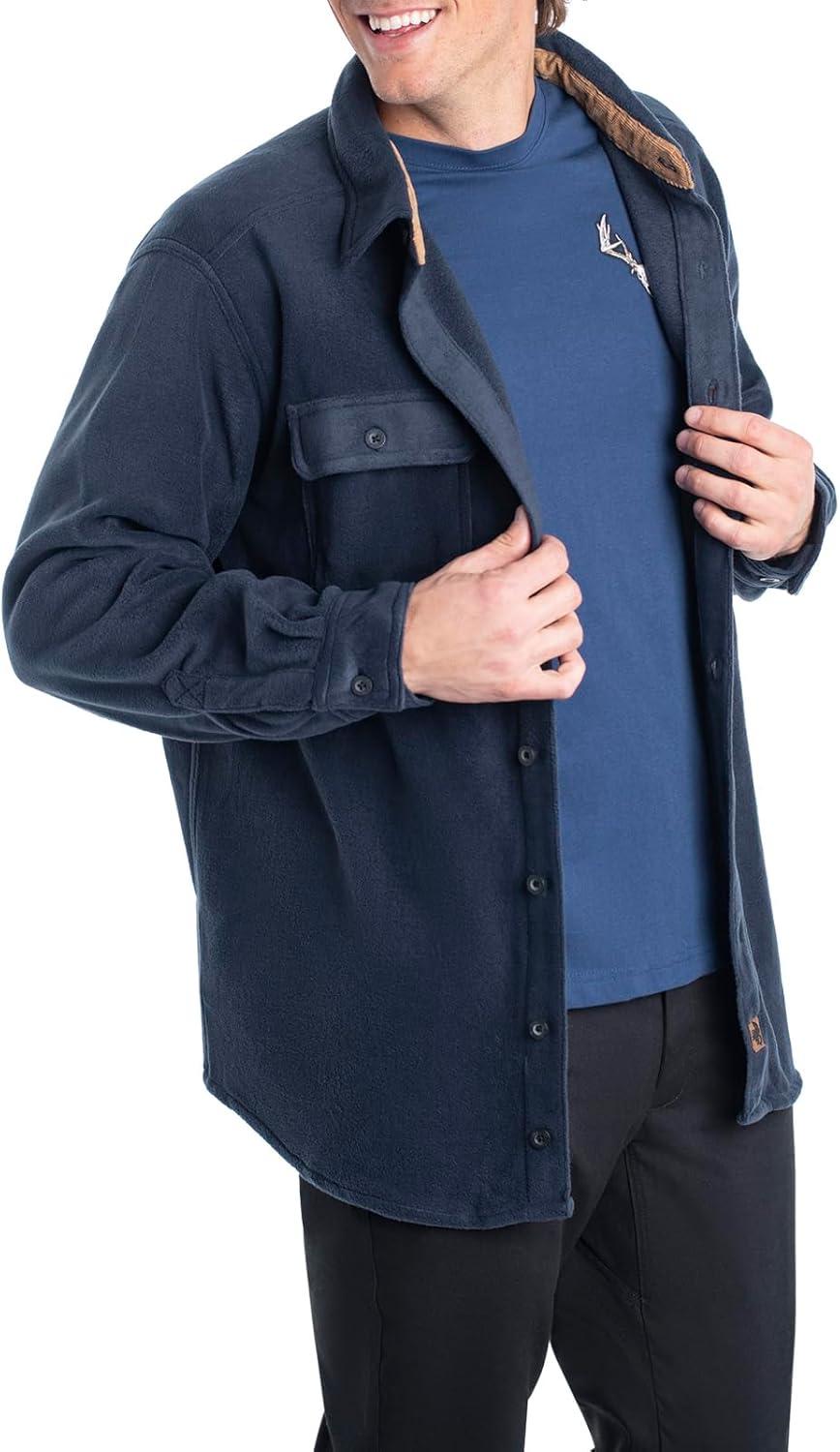 imageLegendary Whitetails Mens Long Sleeve Fleece Button Up Heavyweight ShirtNavy