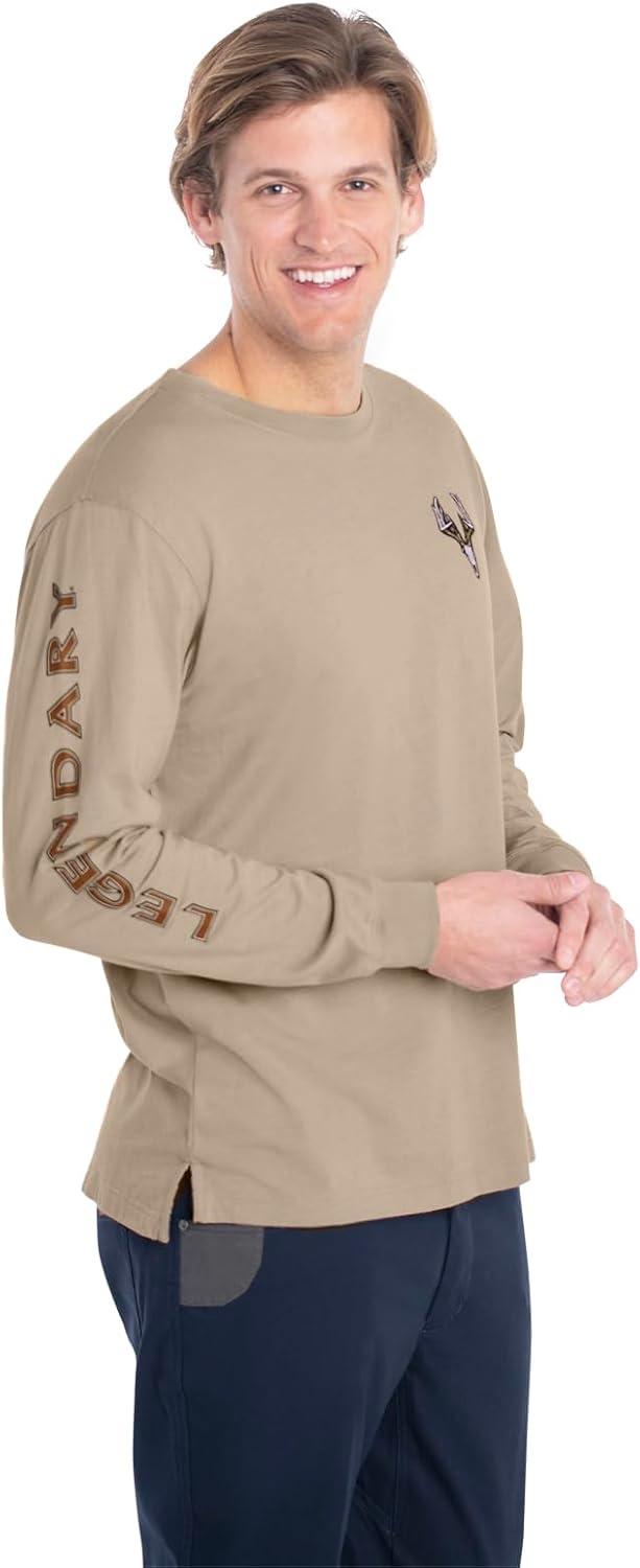 imageLegendary Whitetails Mens Long Sleeve TShirt Graphic Tee Preshrunk 100 Heavyweight CottonTaupe
