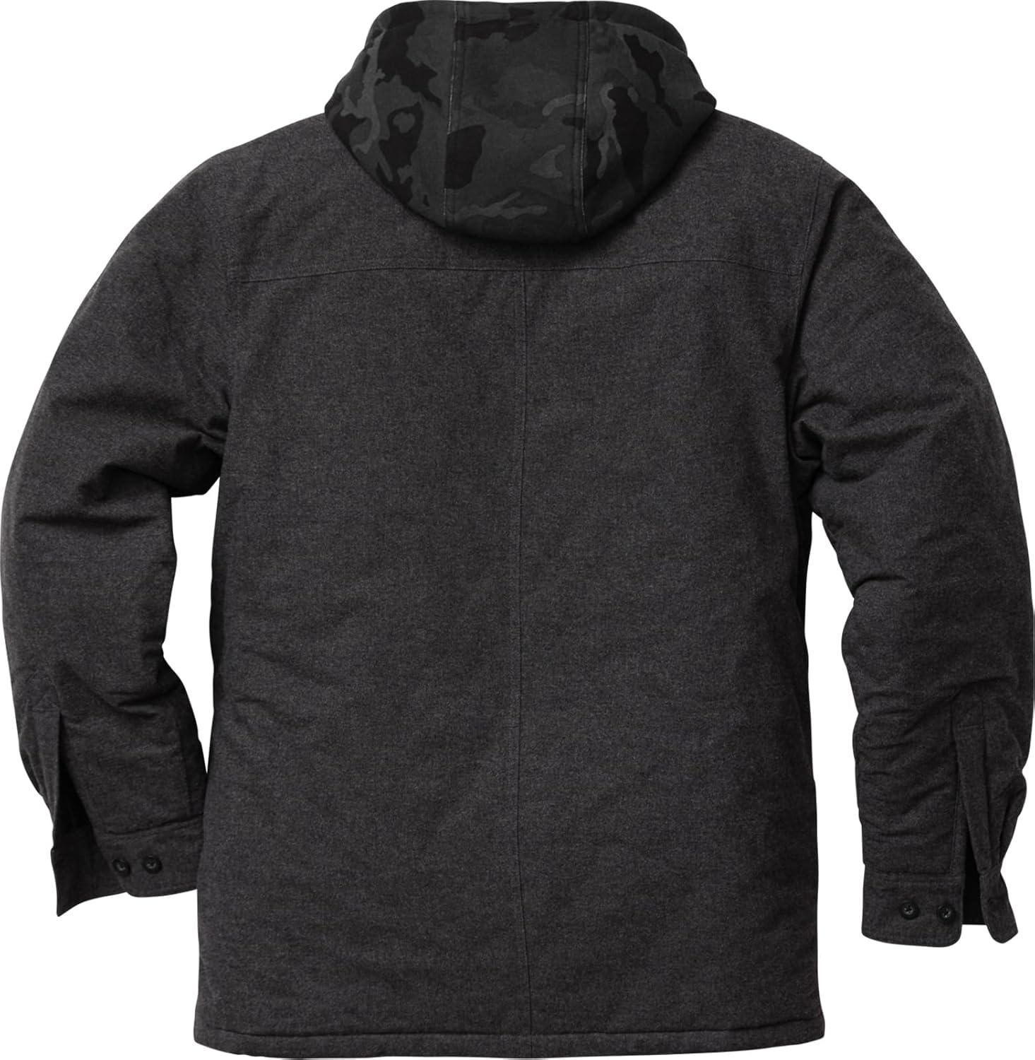 imageLegendary Whitetails Mens Plaid Flannel Shirt Jacket Quilted with Hood Polyfill InsulatedCharcoal Heather