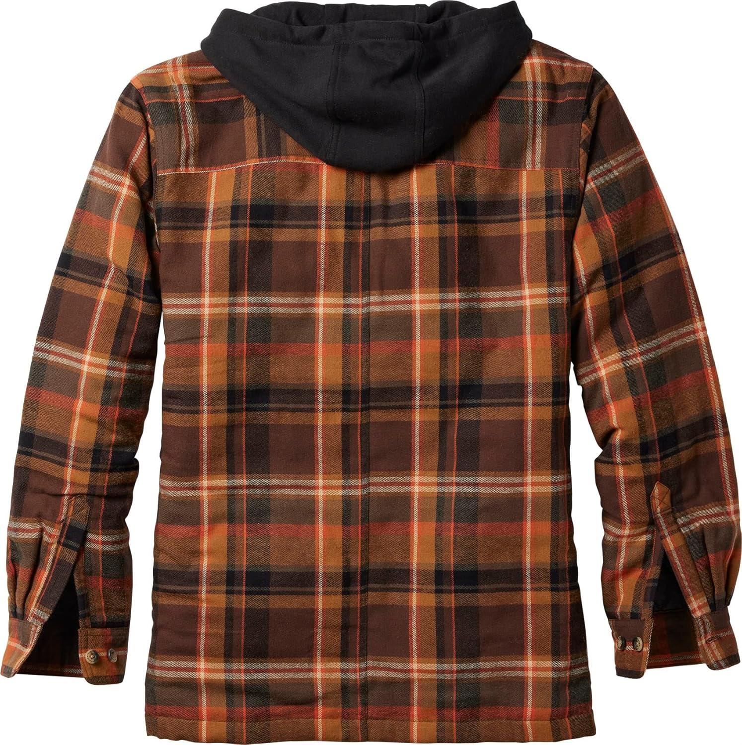 imageLegendary Whitetails Mens Plaid Flannel Shirt Jacket Quilted with Hood Polyfill InsulatedDeer Shed Plaid