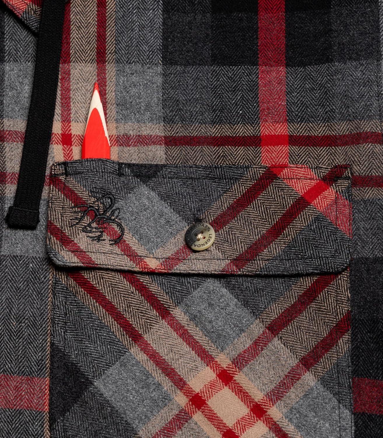 imageLegendary Whitetails Mens Plaid Flannel Shirt Jacket Quilted with Hood Polyfill InsulatedLocomotive Plaid