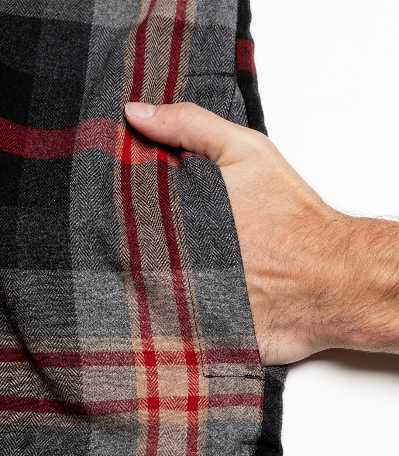 imageLegendary Whitetails Mens Plaid Flannel Shirt Jacket Quilted with Hood Polyfill InsulatedLocomotive Plaid