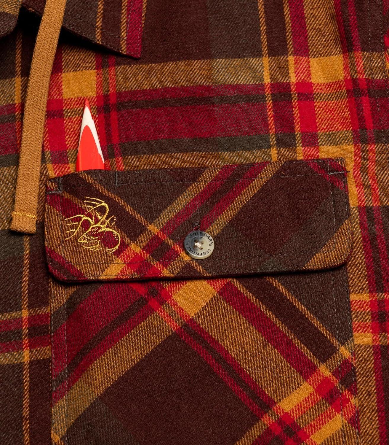 imageLegendary Whitetails Mens Plaid Flannel Shirt Jacket Quilted with Hood Polyfill InsulatedMaplewood Plaid