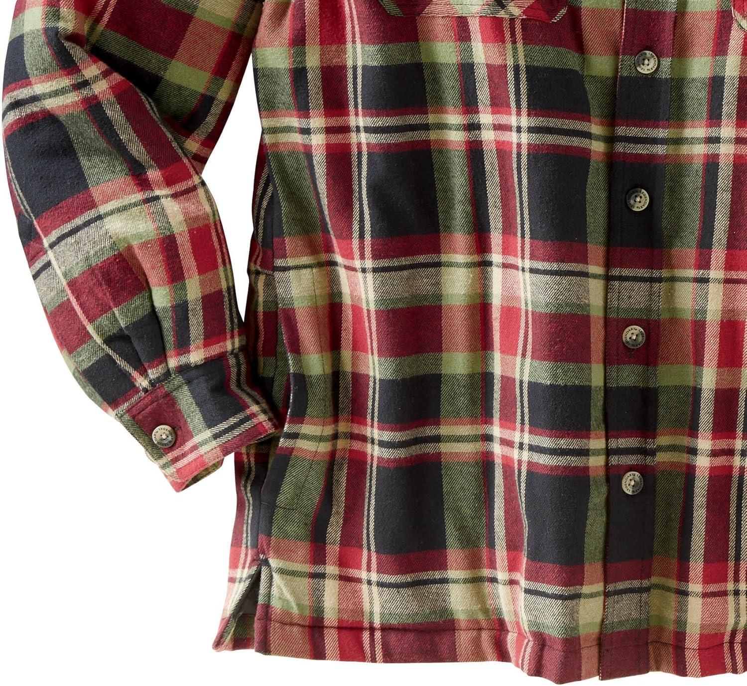 imageLegendary Whitetails Mens Plaid Flannel Shirt Jacket Quilted with Hood Polyfill InsulatedSpruce Mountain Plaid