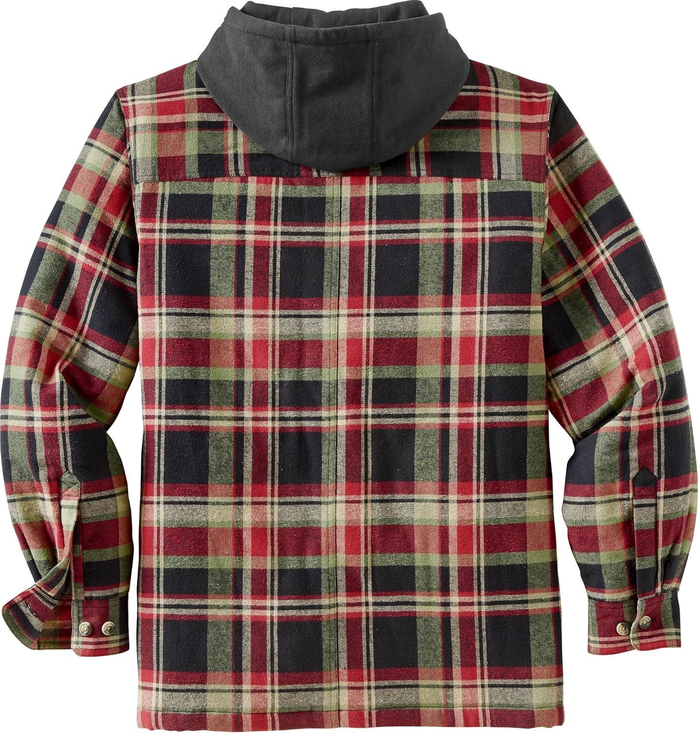 imageLegendary Whitetails Mens Plaid Flannel Shirt Jacket Quilted with Hood Polyfill InsulatedSpruce Mountain Plaid