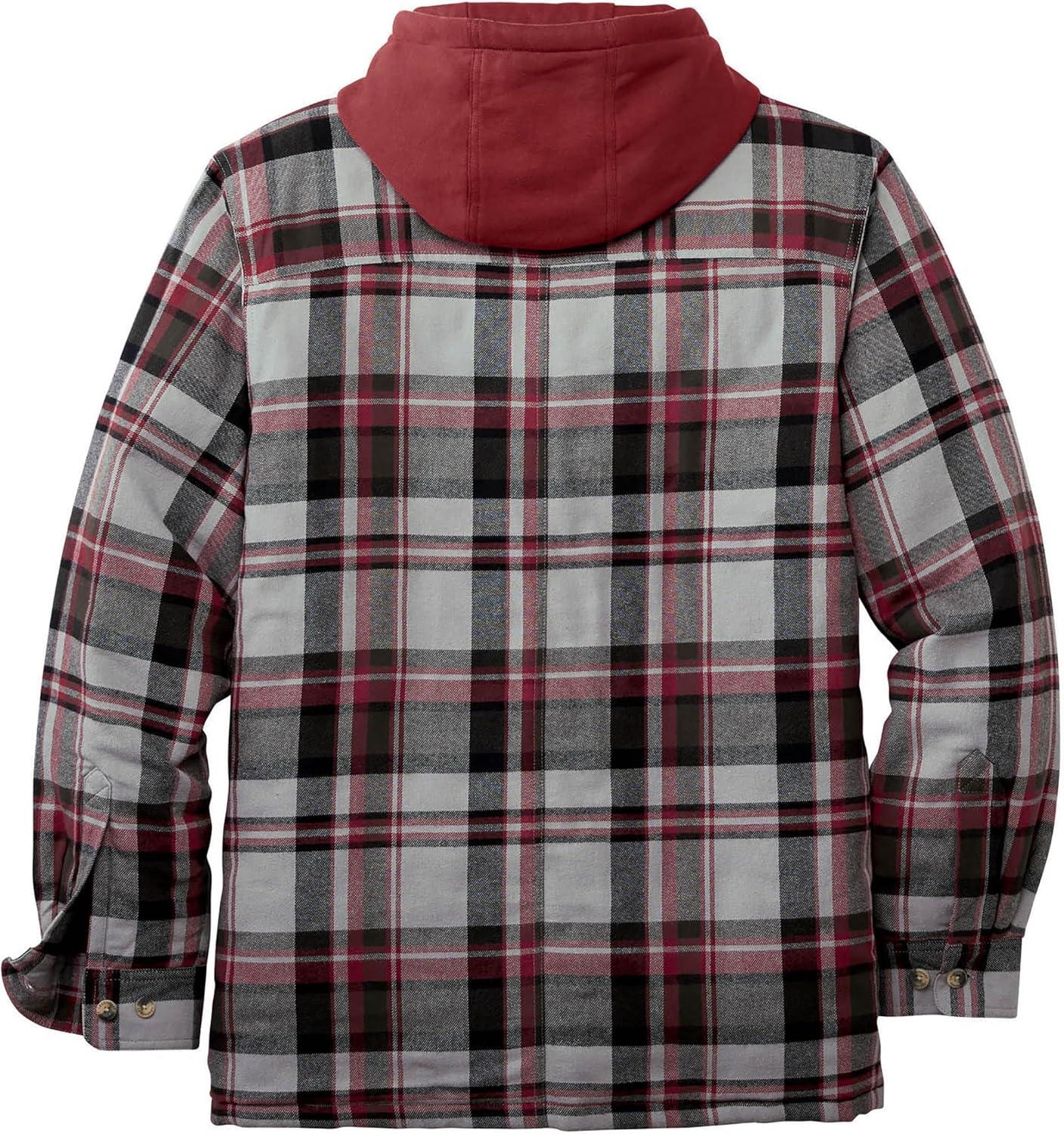 imageLegendary Whitetails Mens Plaid Flannel Shirt Jacket Quilted with Hood Polyfill InsulatedWindstorm Plaid
