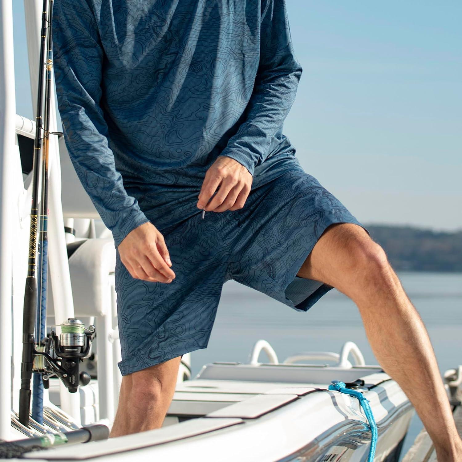 imageLegendary Whitetails Mens Quick Dry Topographical Print 7 Inch Inseam Swim TrunksAegean Trail