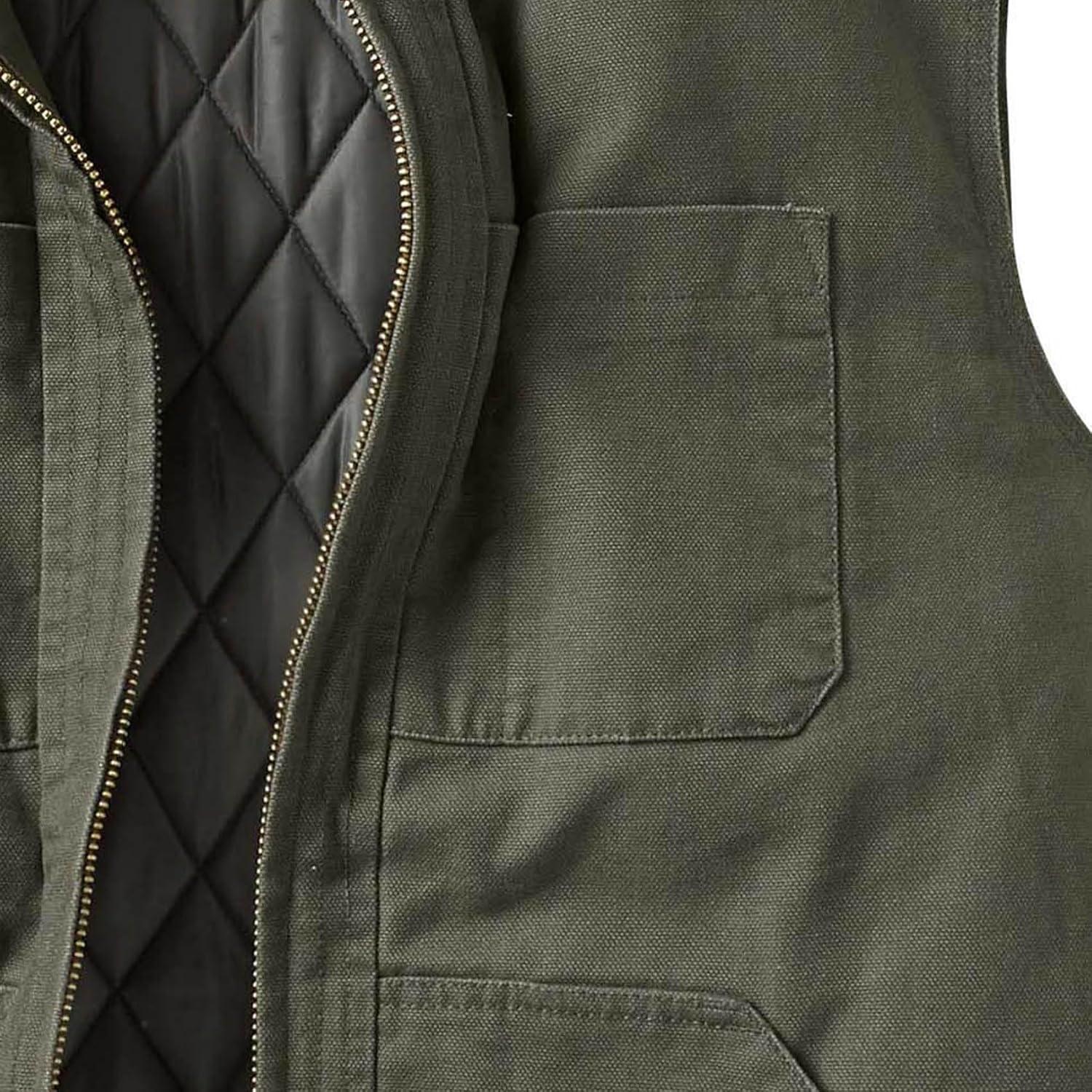 imageLegendary Whitetails Mens Quilted Canvas Vest Zip Up Heavy Duty WaterRepellent FinishArmy