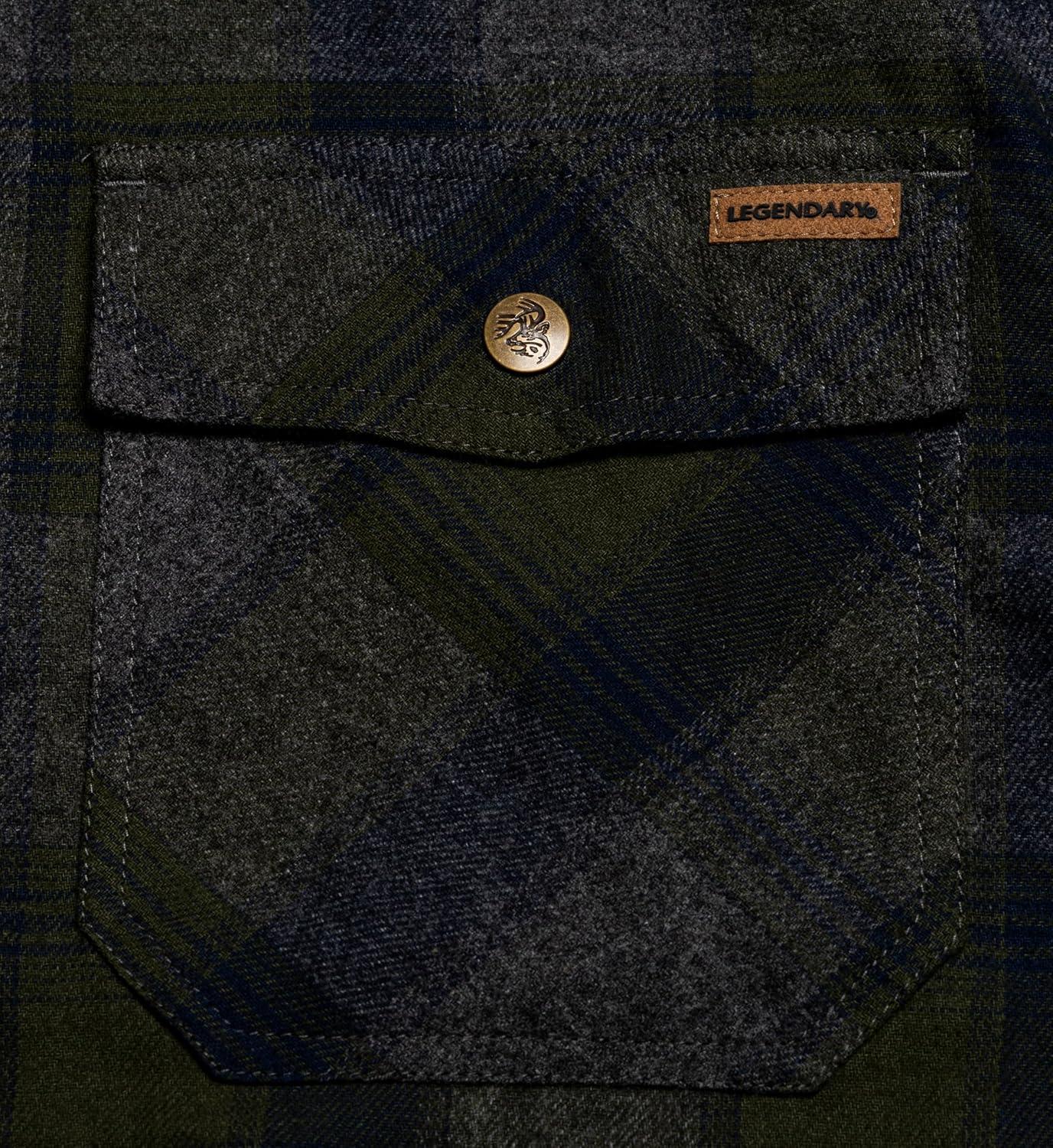 imageLegendary Whitetails Mens Thermal Lined Shirt Jacket Plaid Flannel Polyfill InsulatedBalsam Shadow Plaid