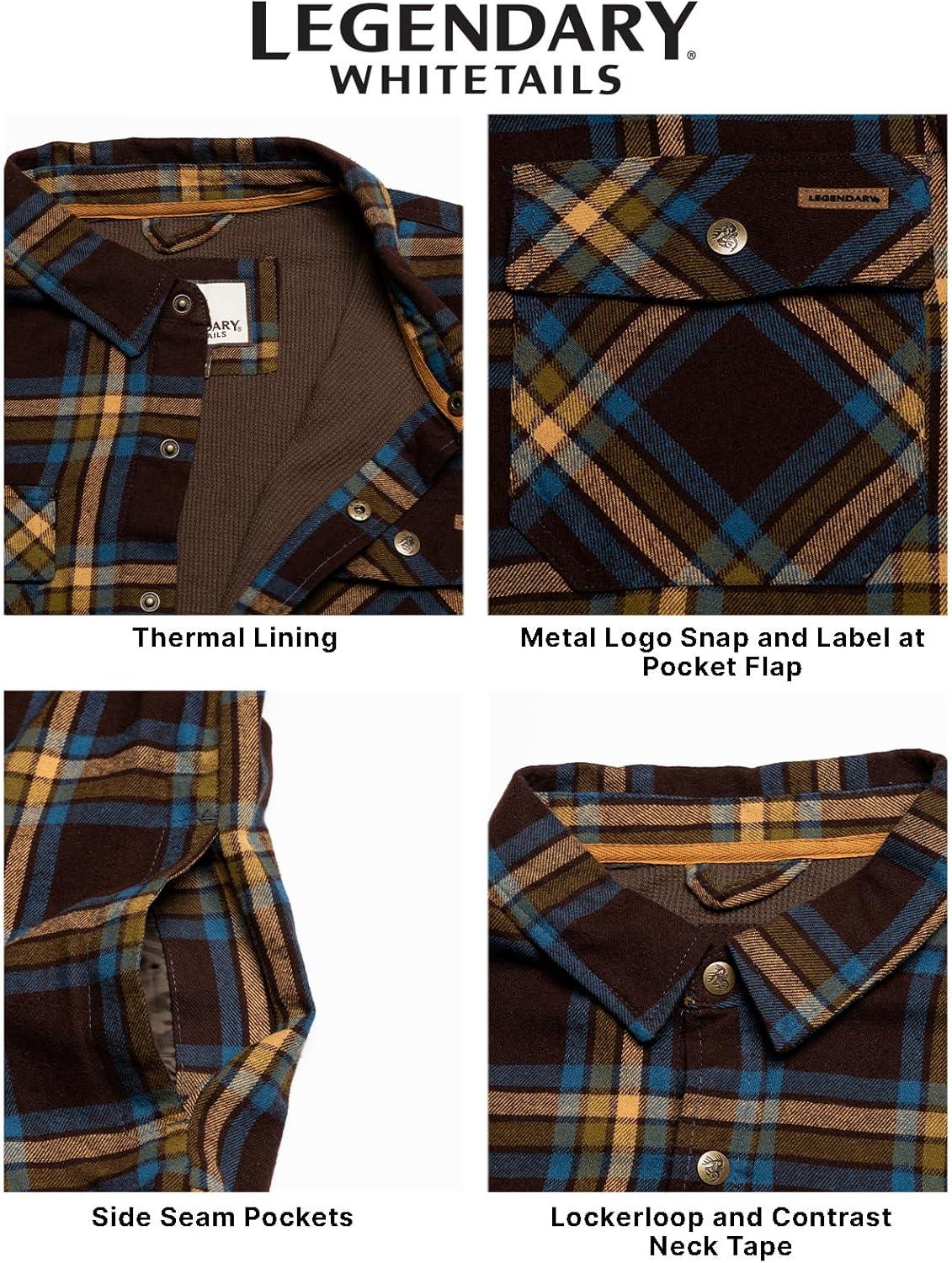 imageLegendary Whitetails Mens Thermal Lined Shirt Jacket Plaid Flannel Polyfill InsulatedPrairie Plaid