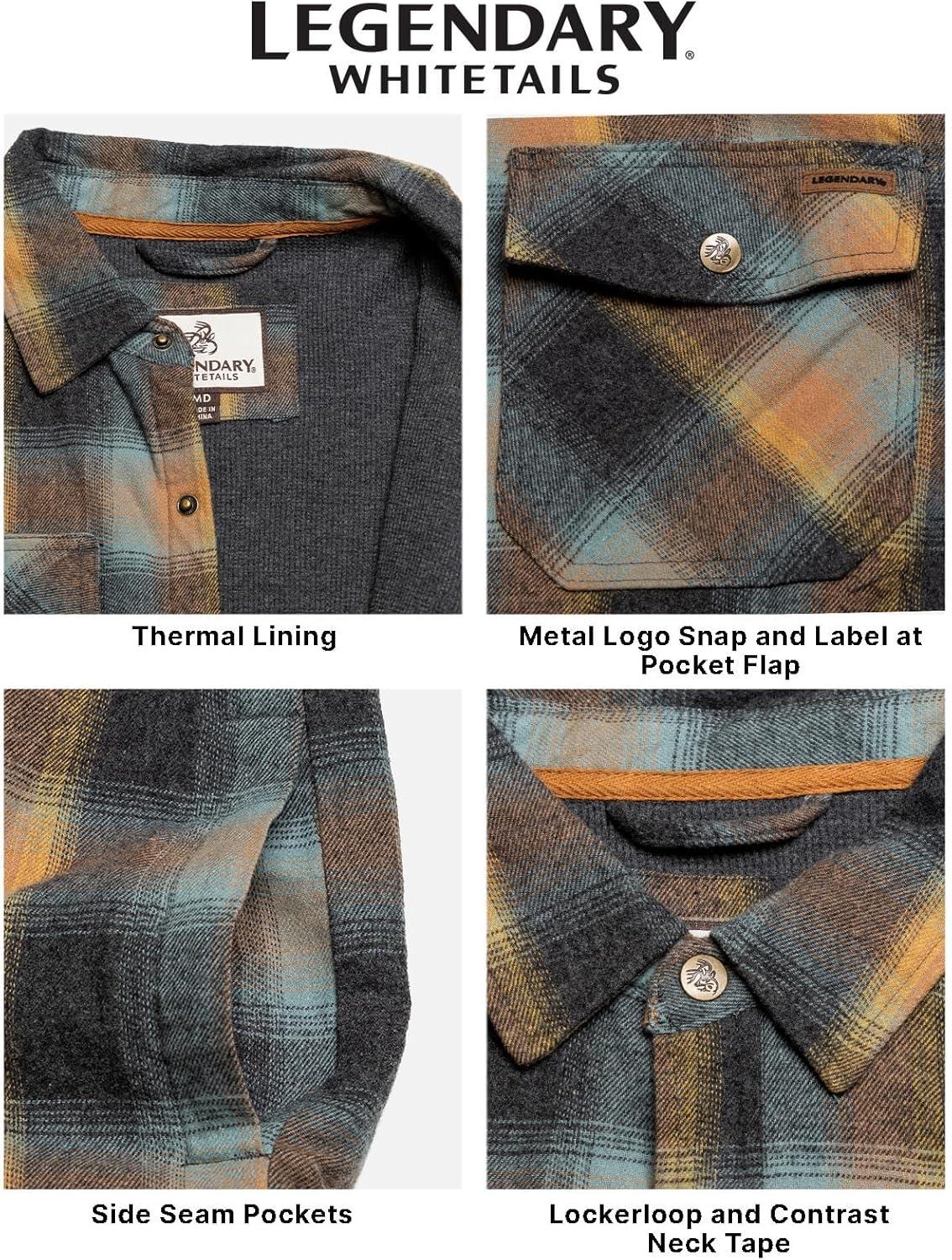 imageLegendary Whitetails Mens Thermal Lined Shirt Jacket Plaid Flannel Polyfill InsulatedSky