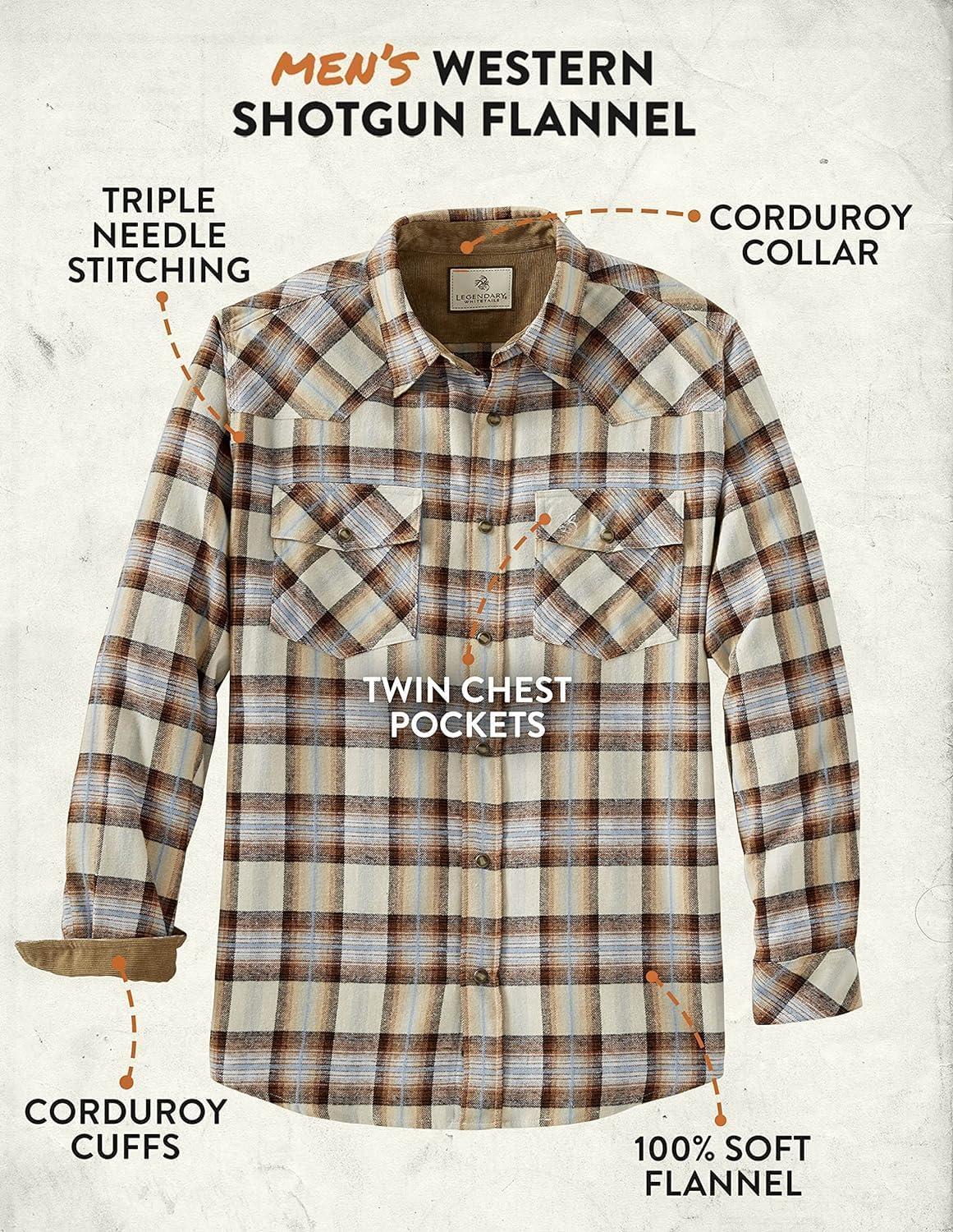 imageLegendary Whitetails Mens Western Flannel Shirt Button Up Brushed CottonDesperado Plaid