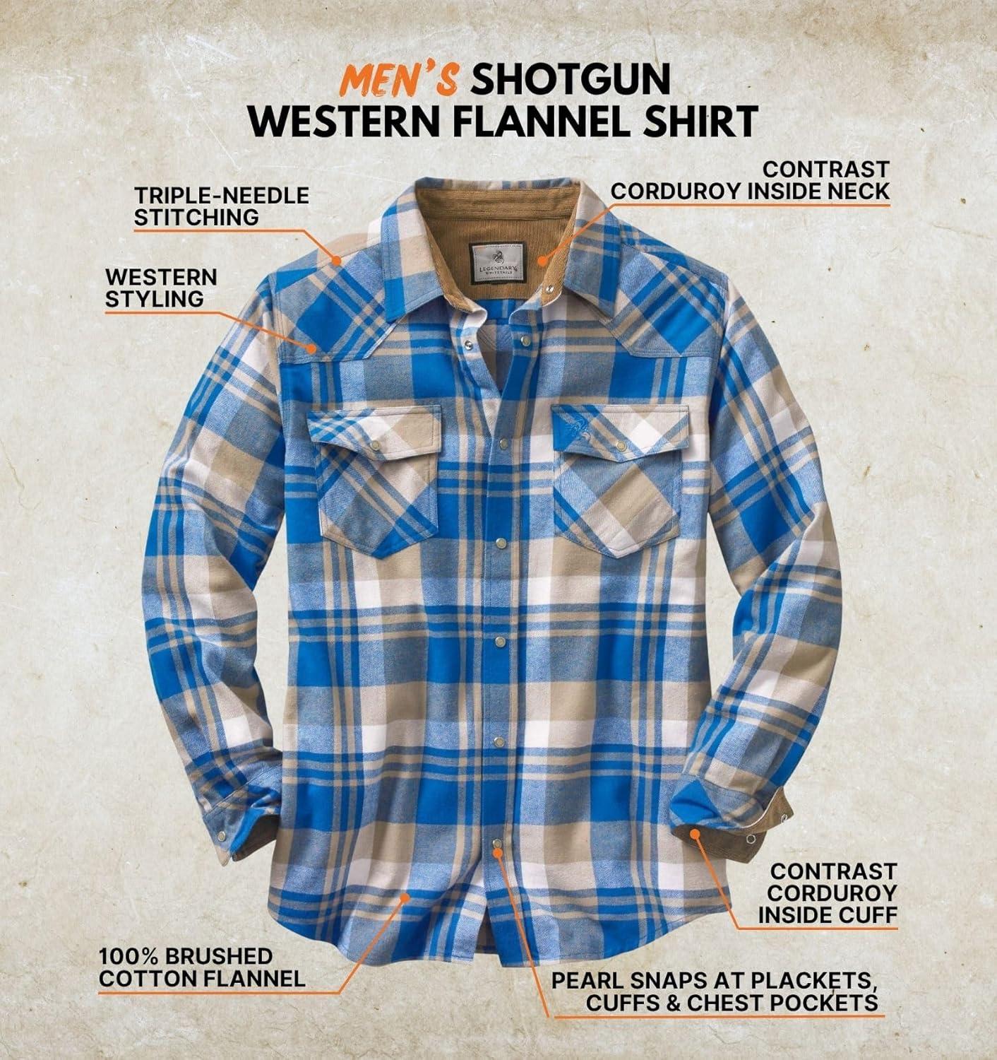 imageLegendary Whitetails Mens Western Flannel Shirt Button Up Brushed CottonLiberty Range Plaid