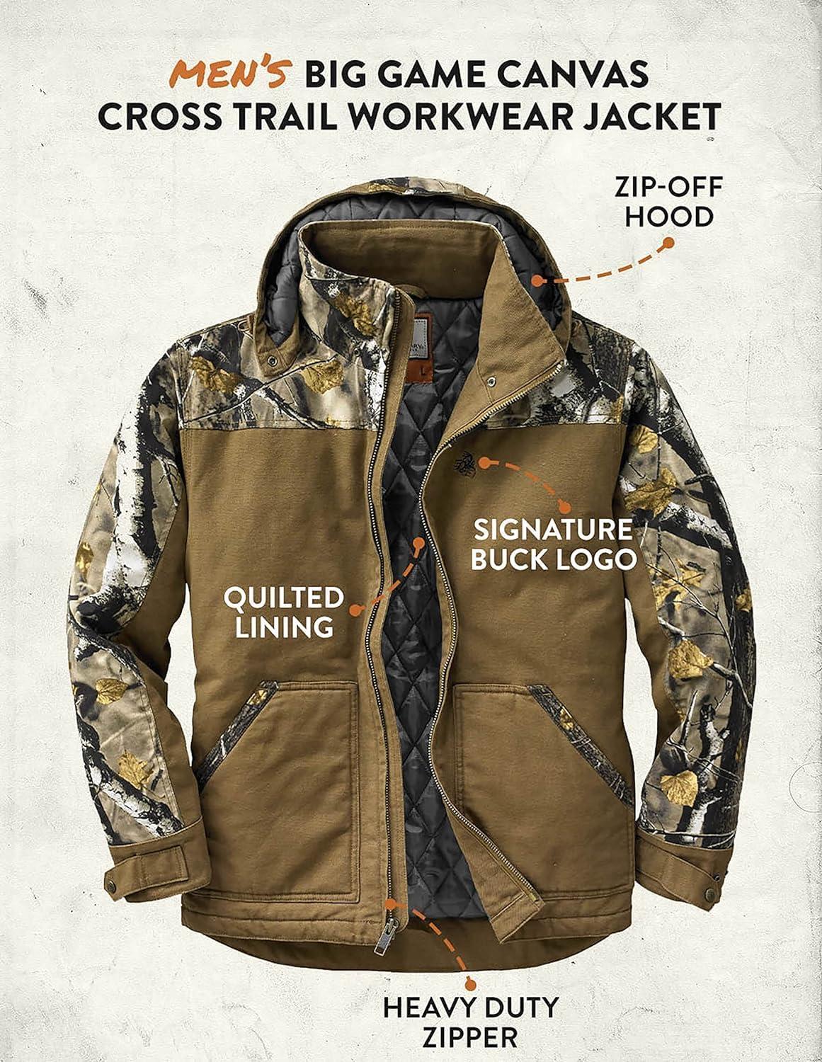 imageLegendary Whitetails Mens Winter Coat Quilted Canvas Workwear Jacket Water Repellent InsulatedBarley