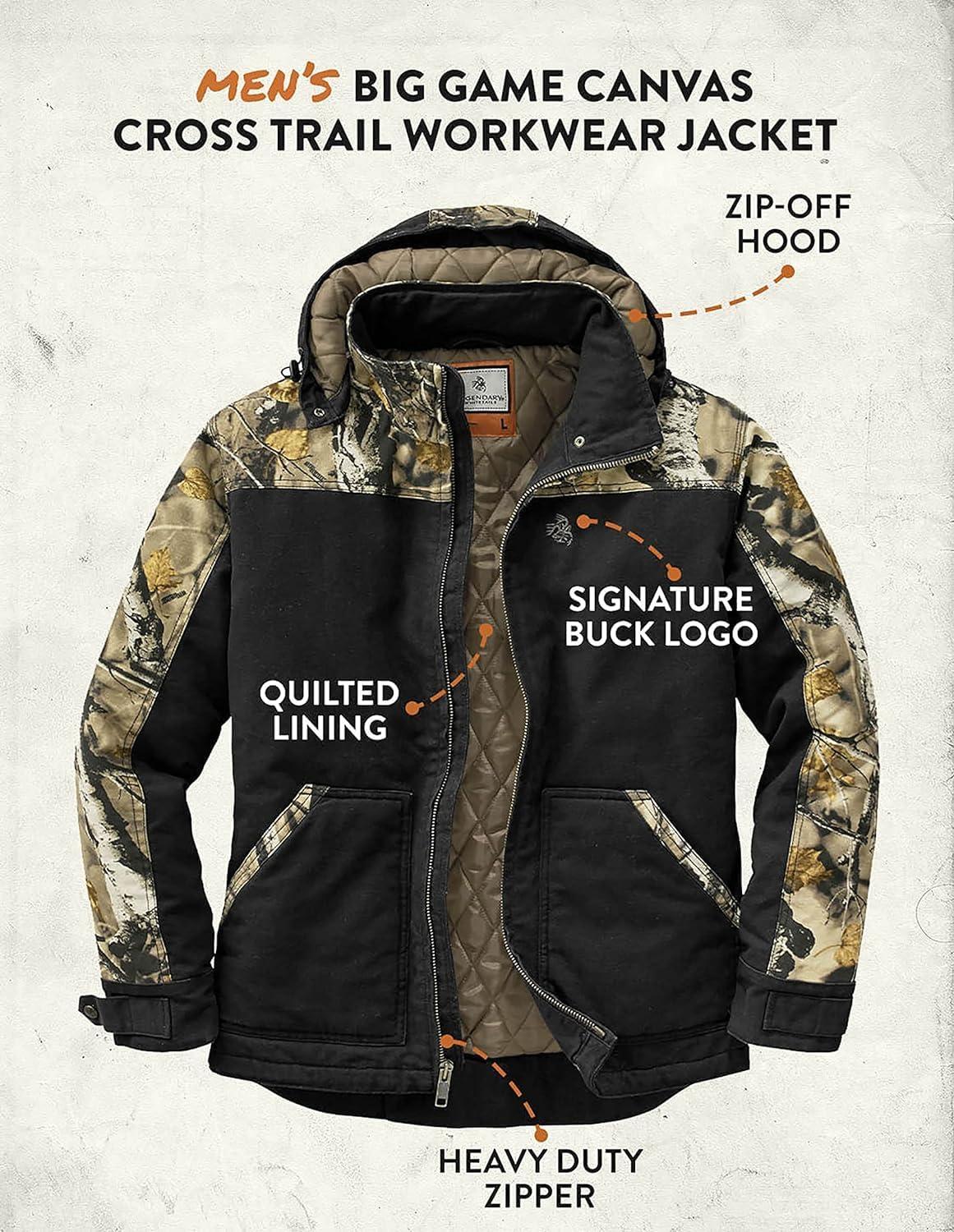 imageLegendary Whitetails Mens Winter Coat Quilted Canvas Workwear Jacket Water Repellent InsulatedBlack