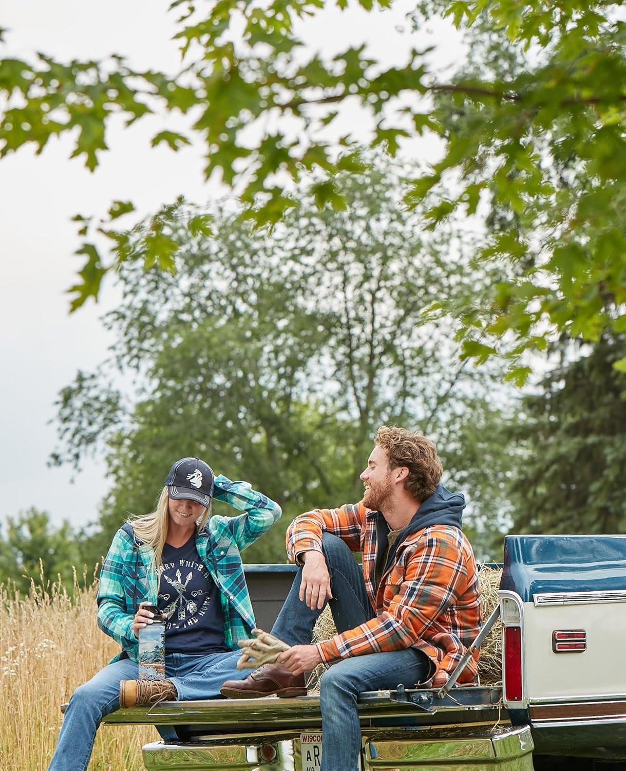 imageLegendary Whitetails Womens Flannel Shirt Hooded Heavyweight Stretch Button UpFrozen River Plaid