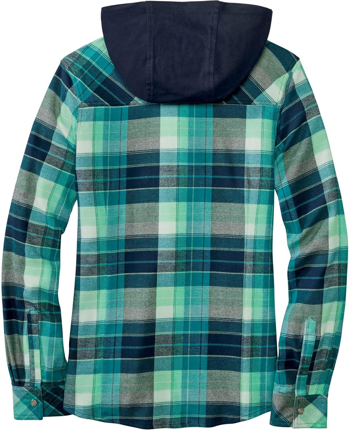 imageLegendary Whitetails Womens Flannel Shirt Hooded Heavyweight Stretch Button UpFrozen River Plaid