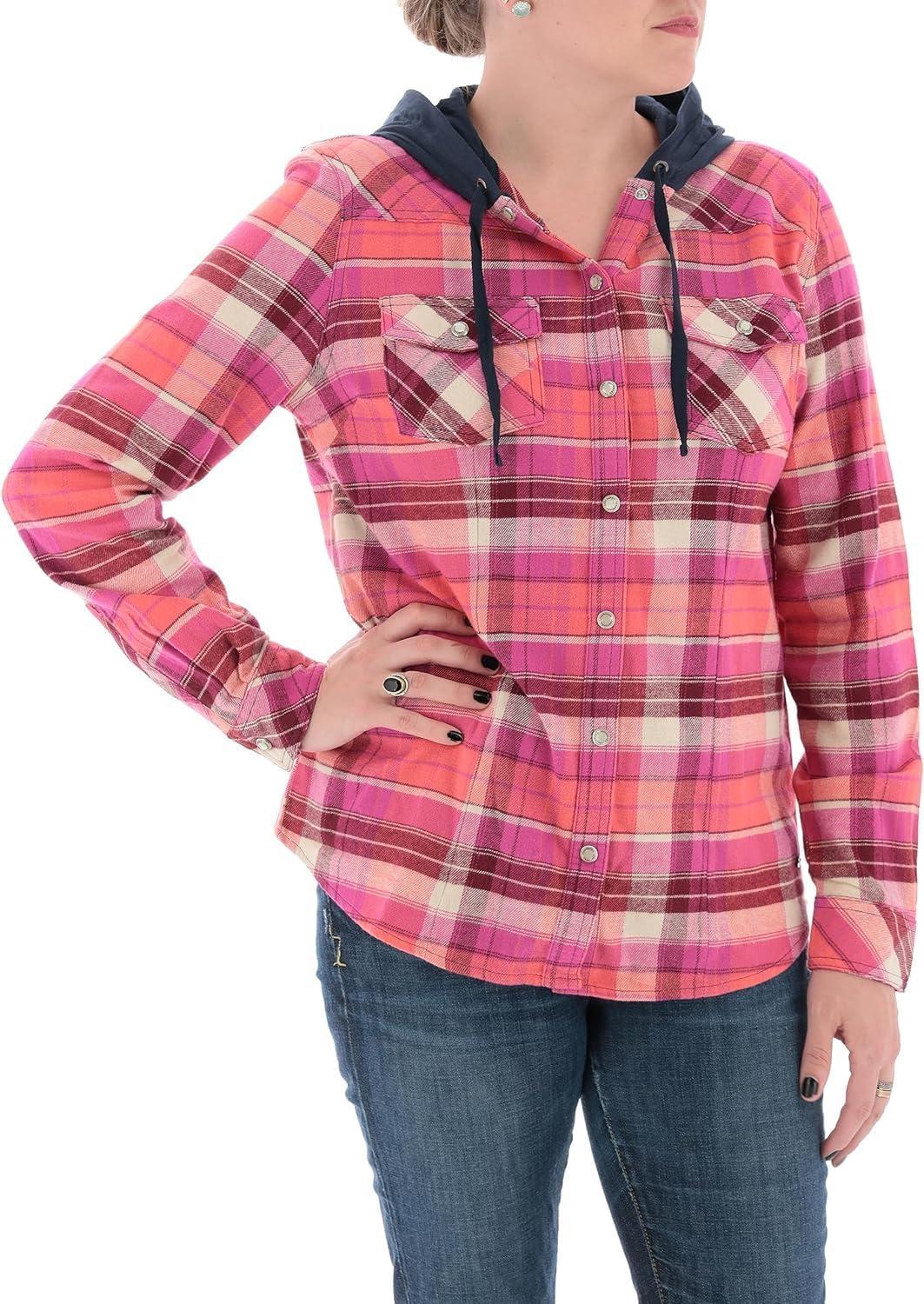 imageLegendary Whitetails Womens Flannel Shirt Hooded Heavyweight Stretch Button UpFusion Plaid